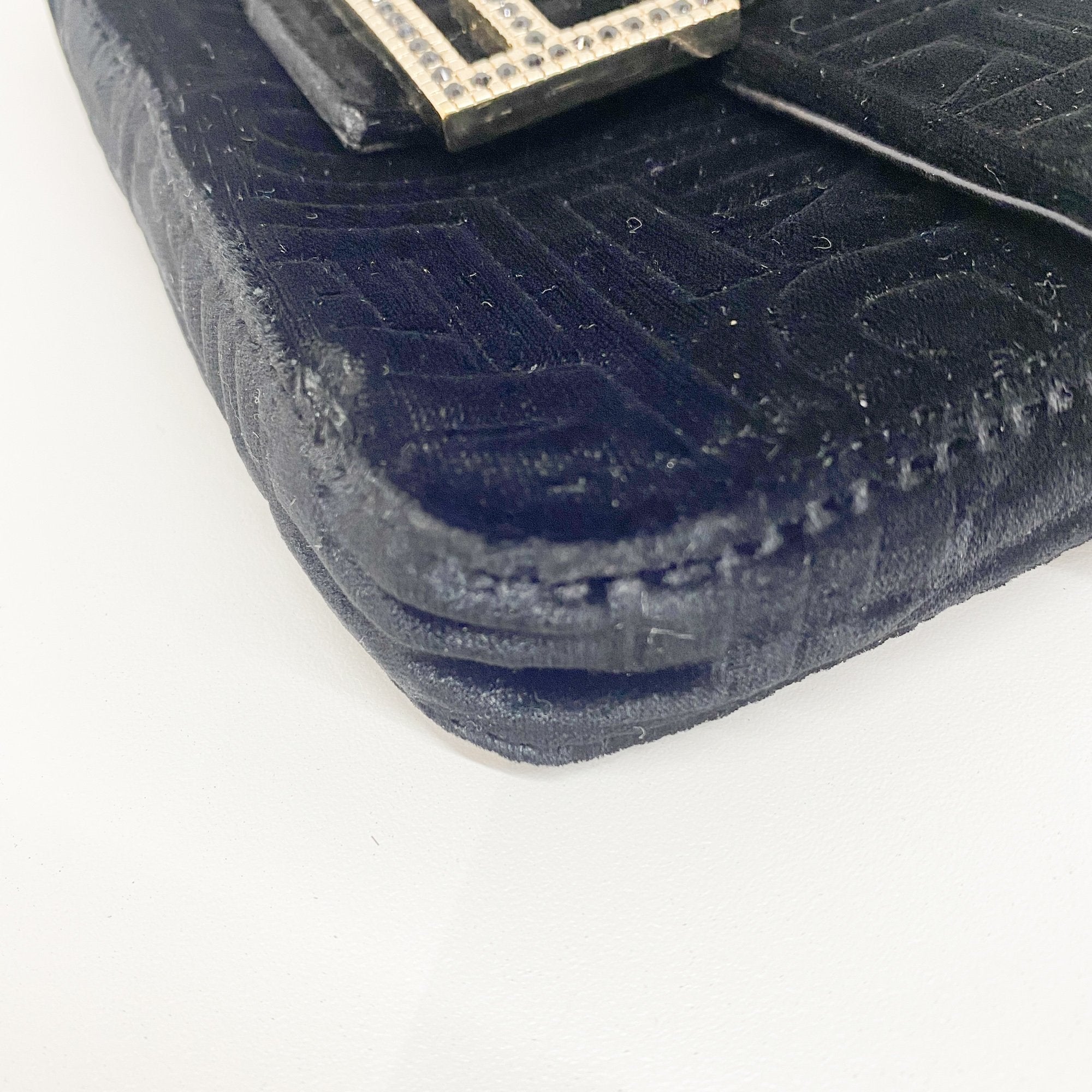 Mini Baguette Black Velvet Handbag