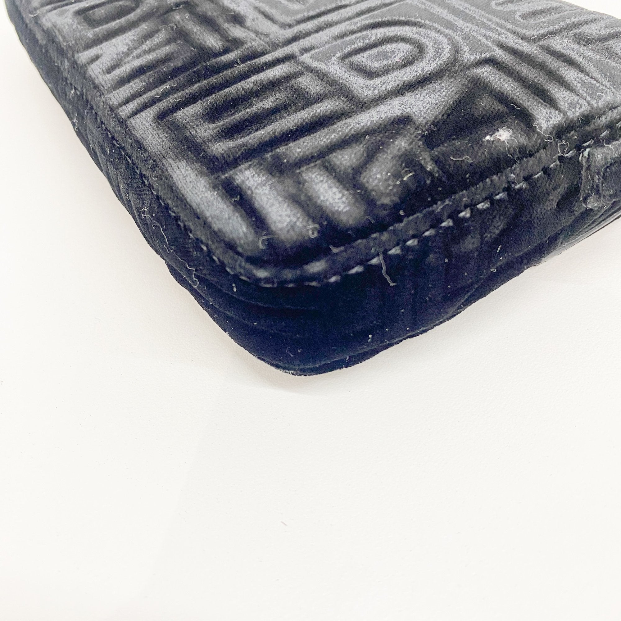 Mini Baguette Black Velvet Handbag