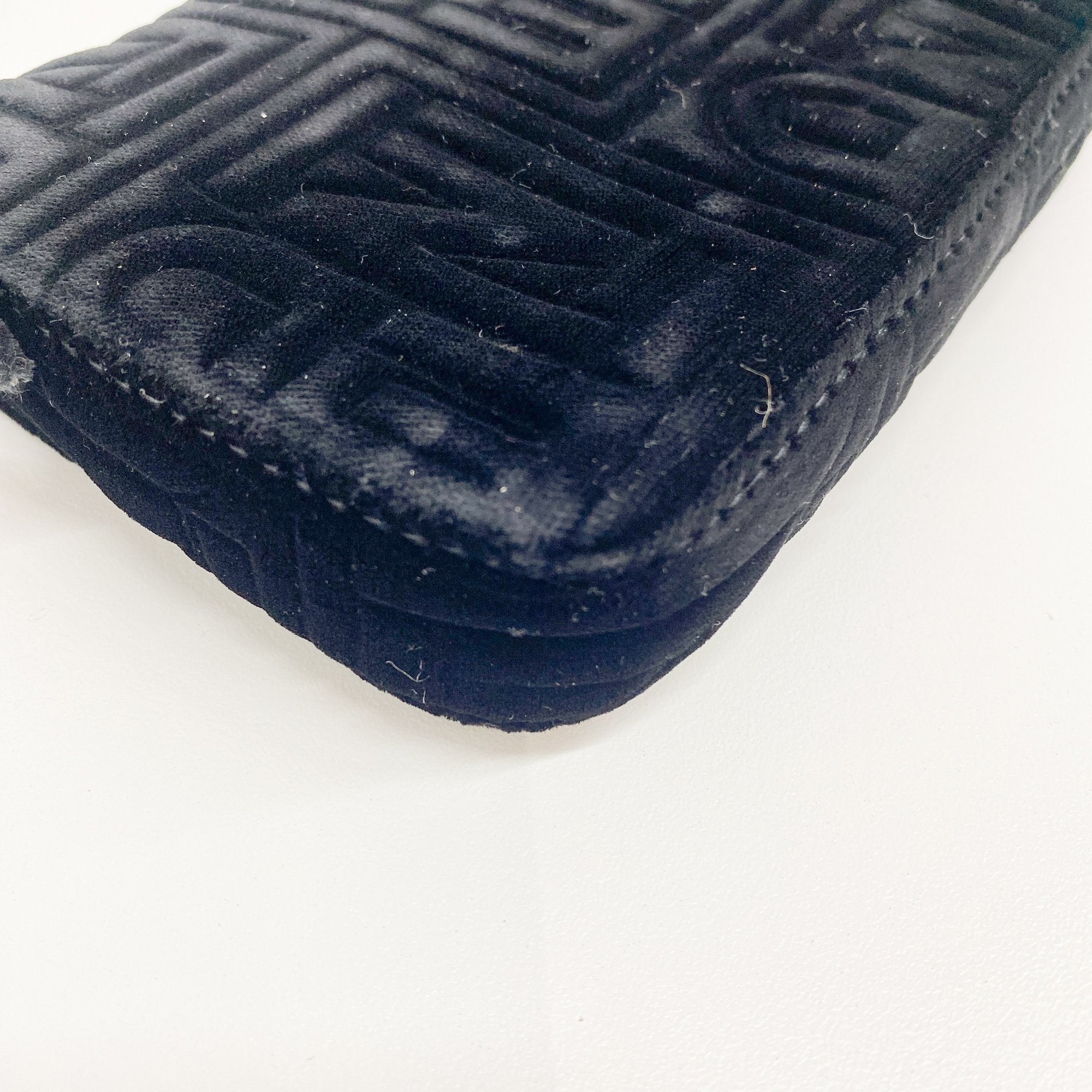 Mini Baguette Black Velvet Handbag