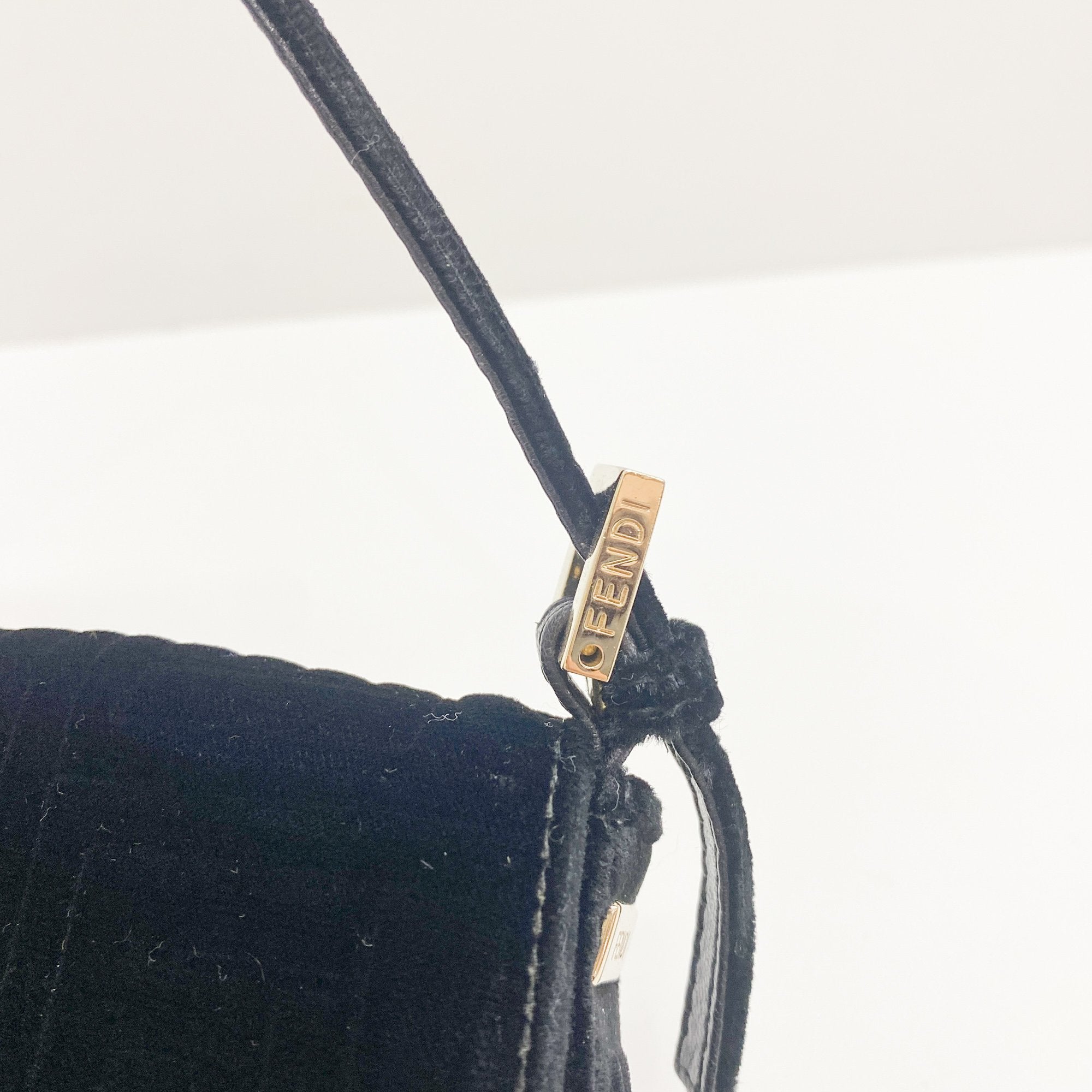 Mini Baguette Black Velvet Handbag