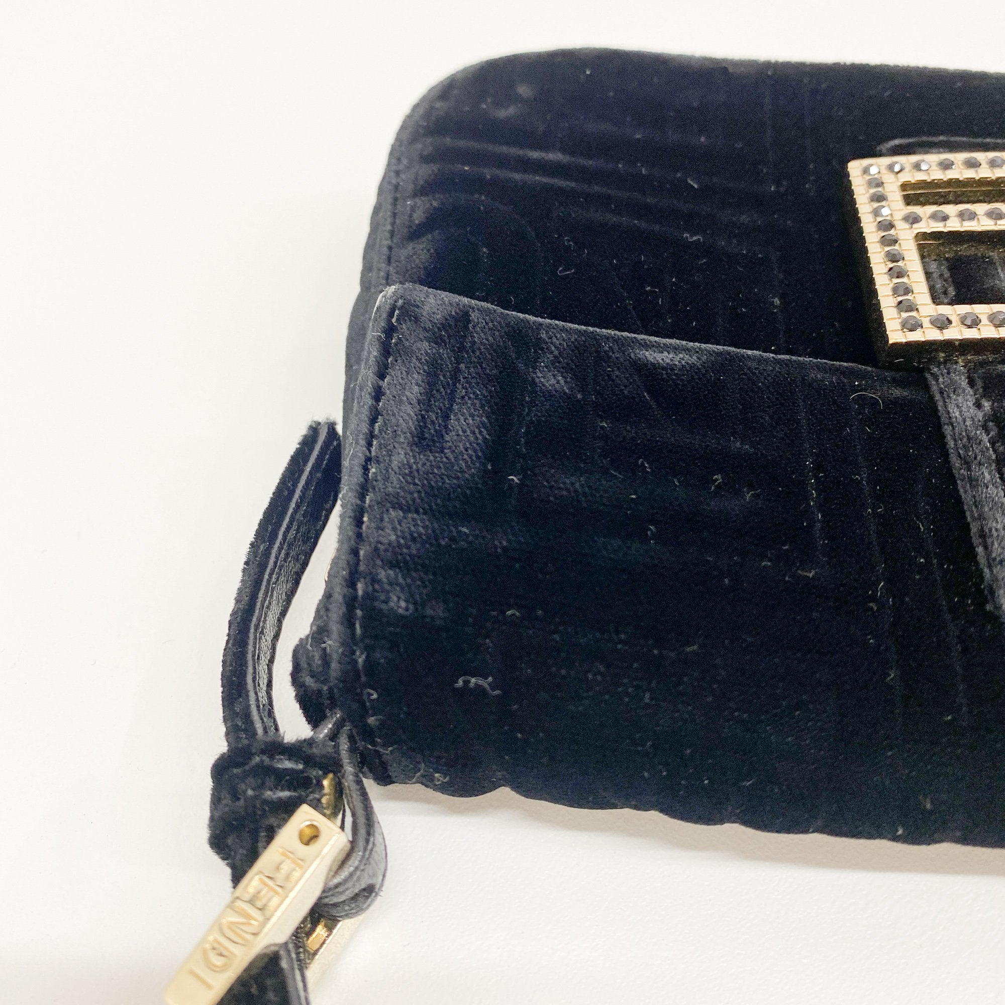 Mini Baguette Black Velvet Handbag