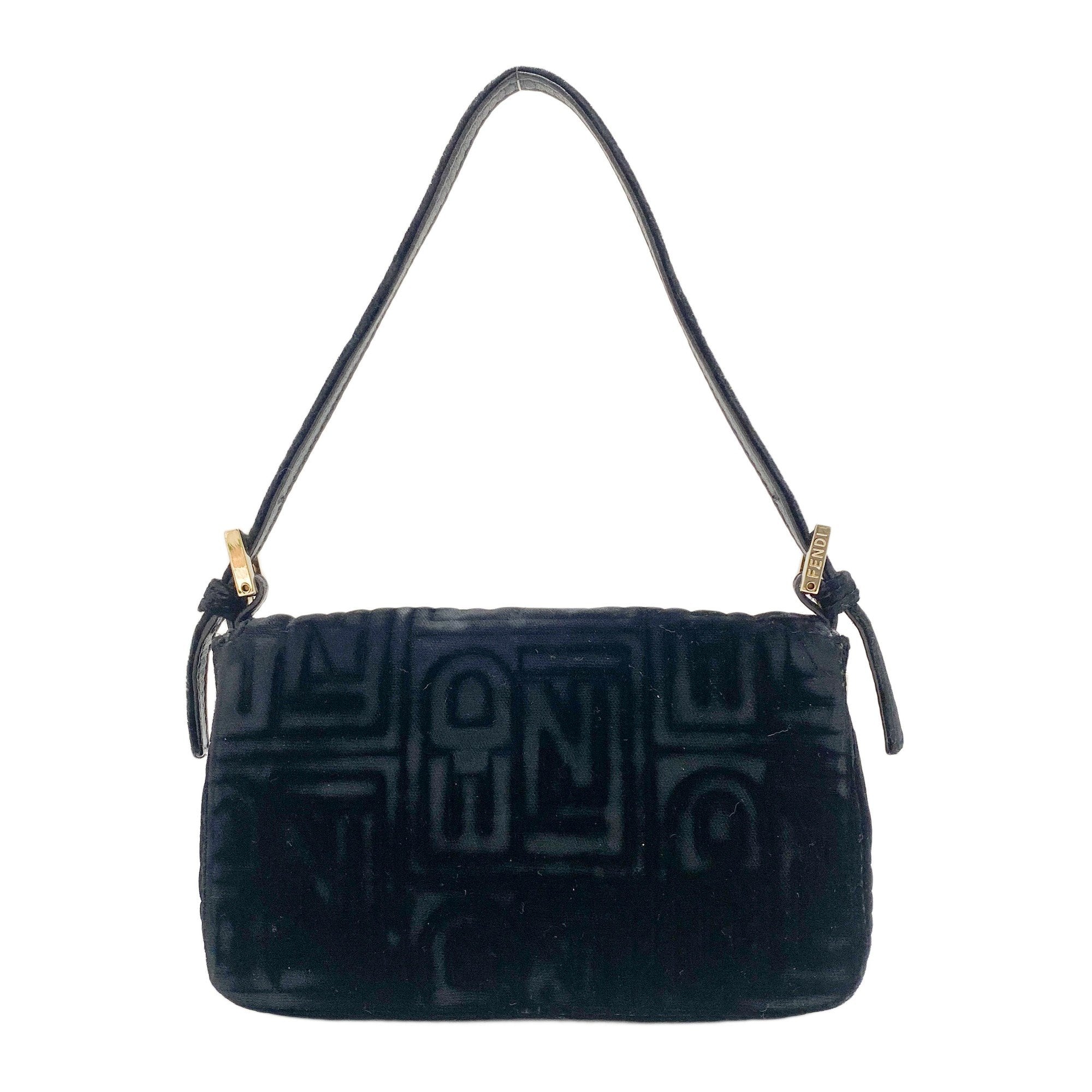 Mini Baguette Black Velvet Handbag