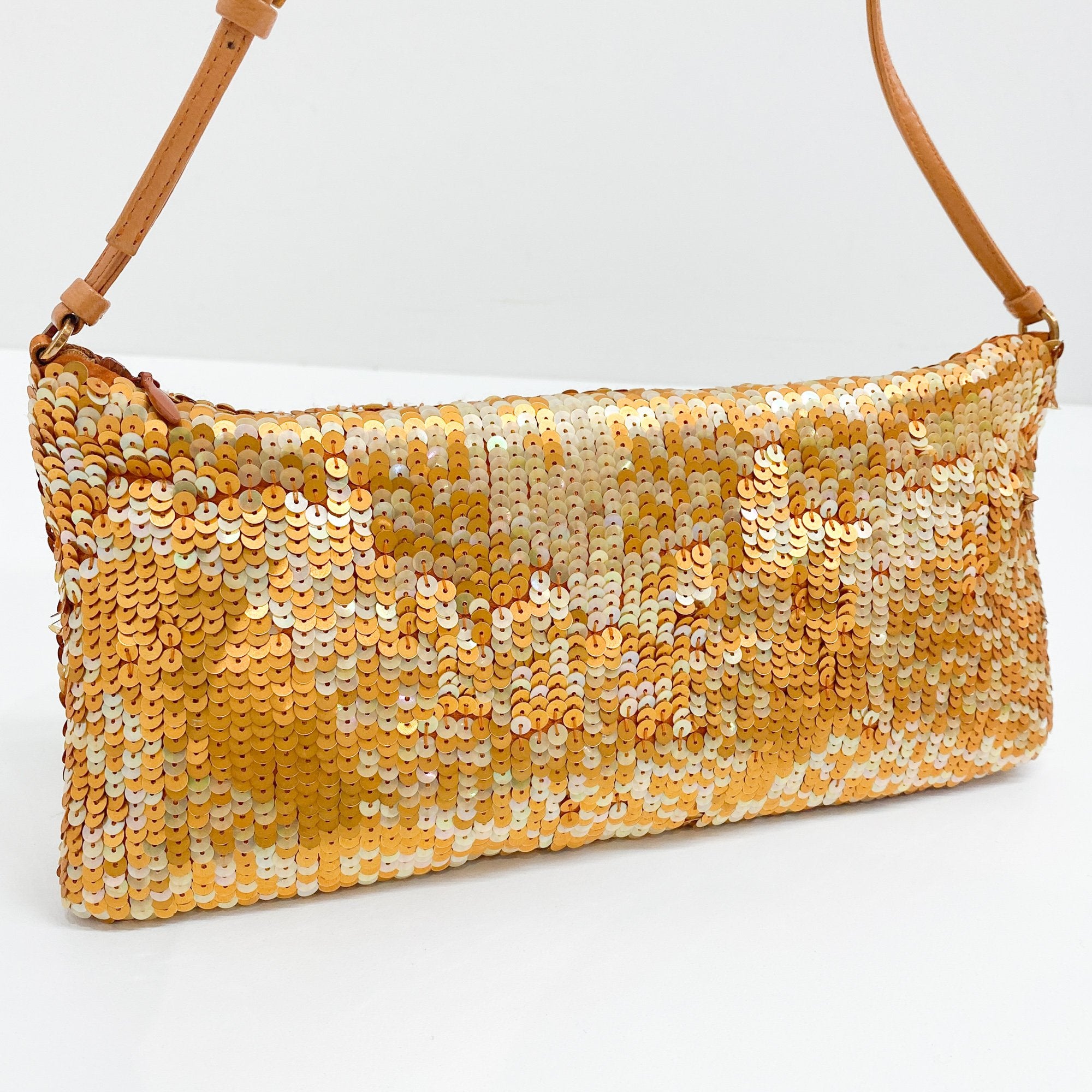 Orange Sequin Shoulder Bag