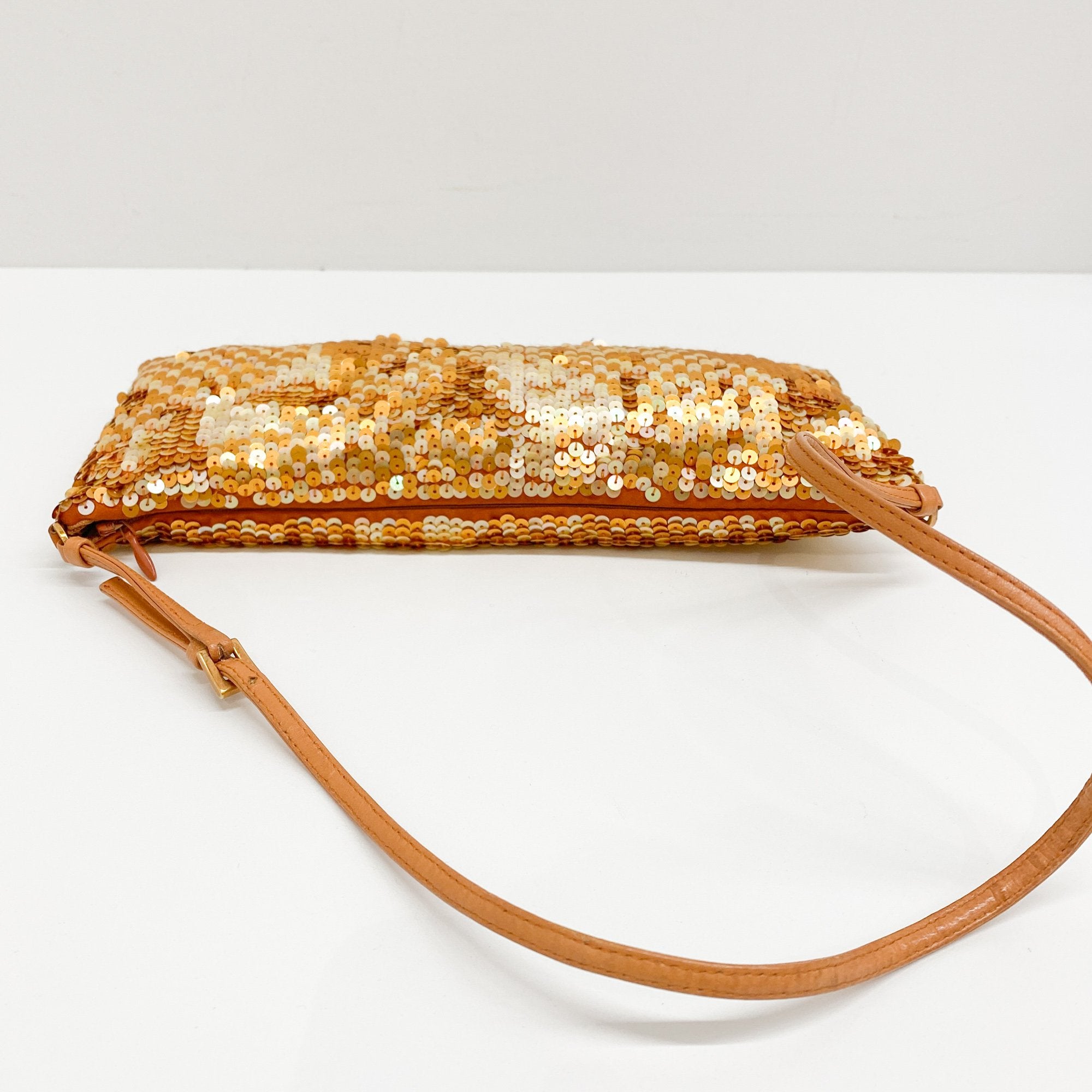 Orange Sequin Shoulder Bag