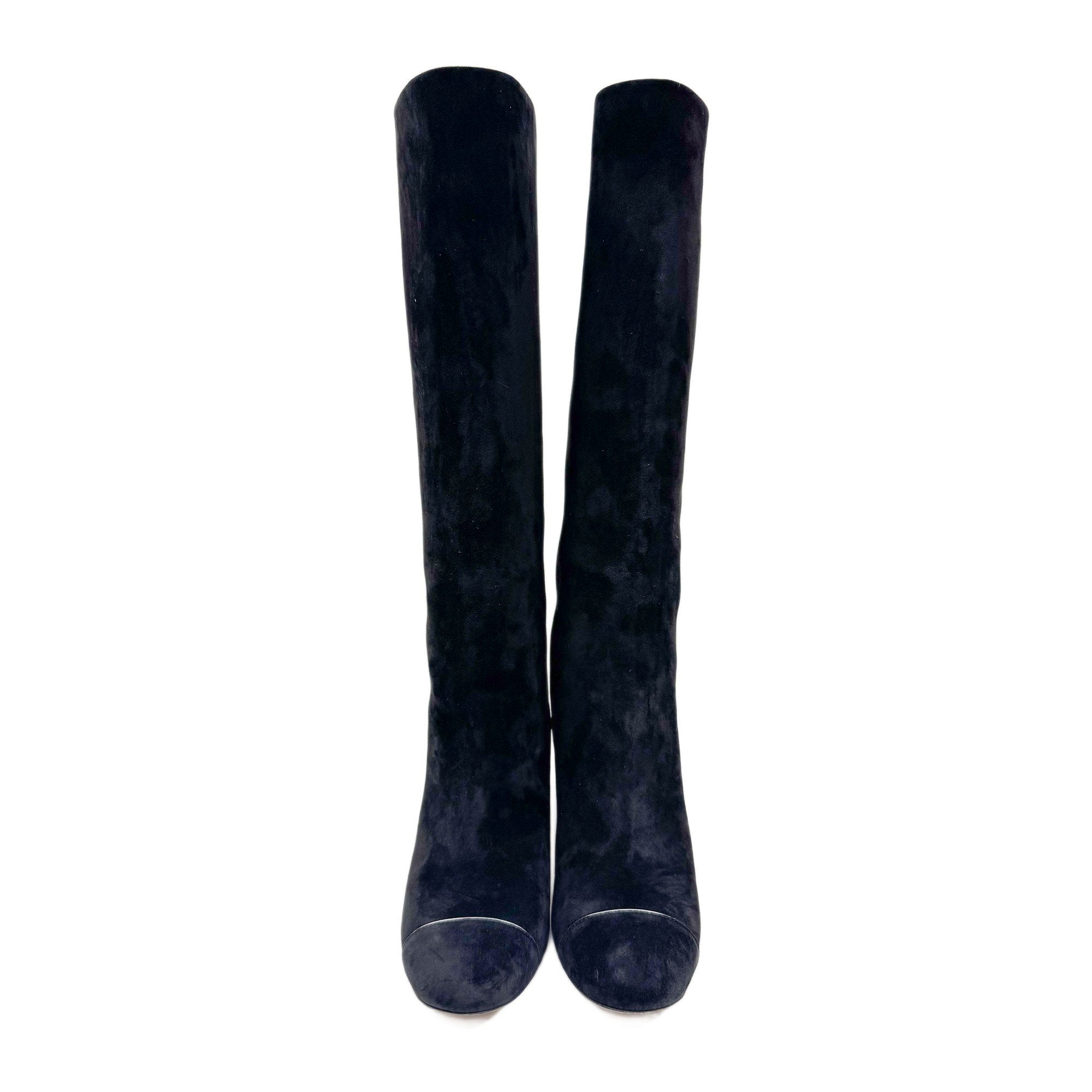 Size 37.5 EU Black Suede Long Boots