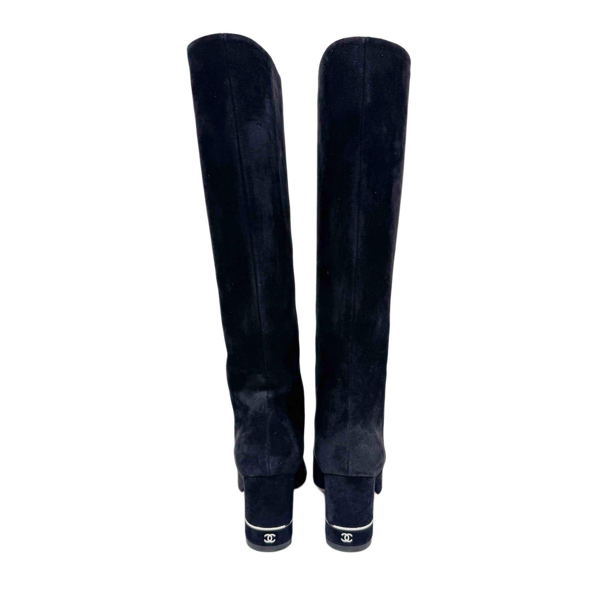 Size 37.5 EU Black Suede Long Boots