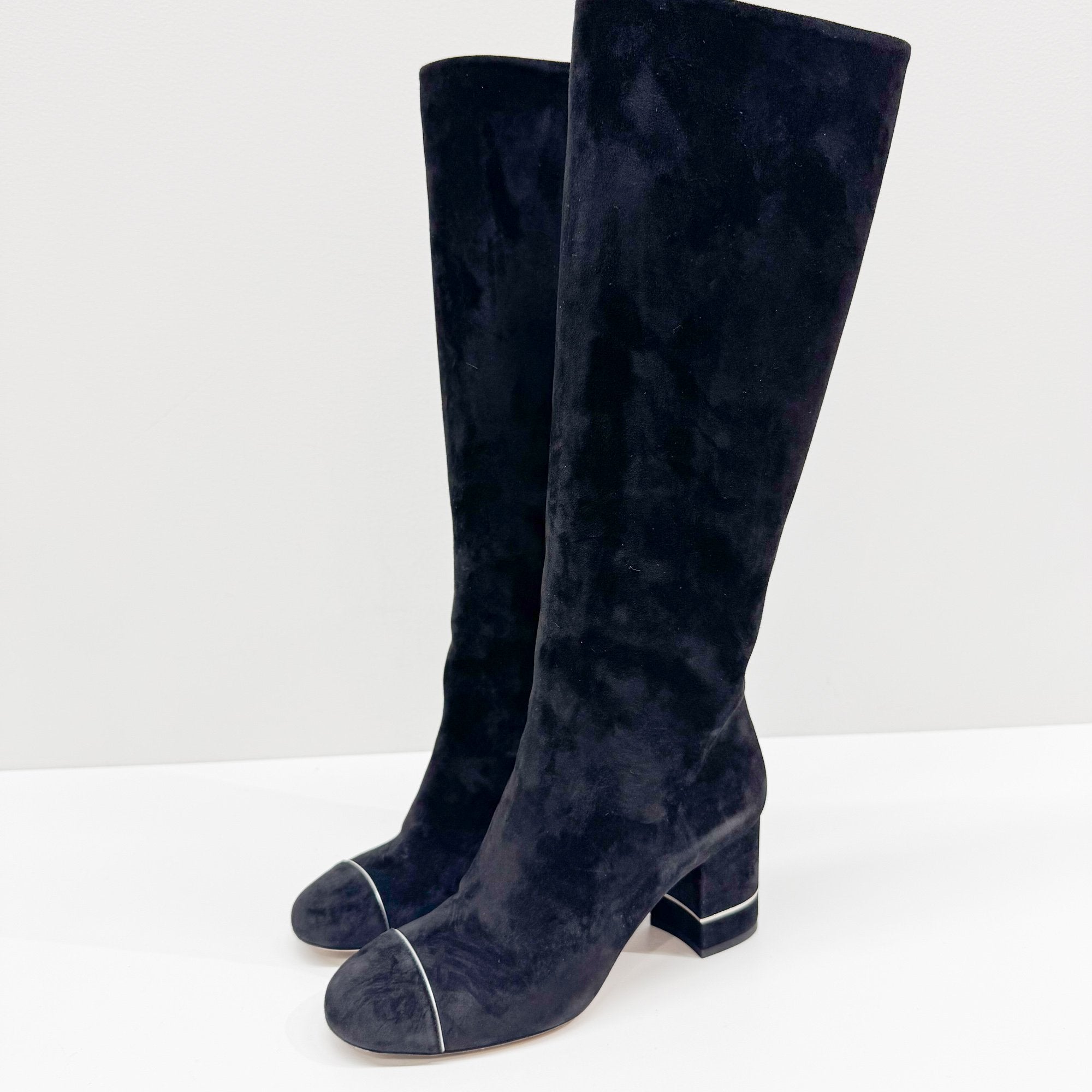 Size 37.5 EU Black Suede Long Boots