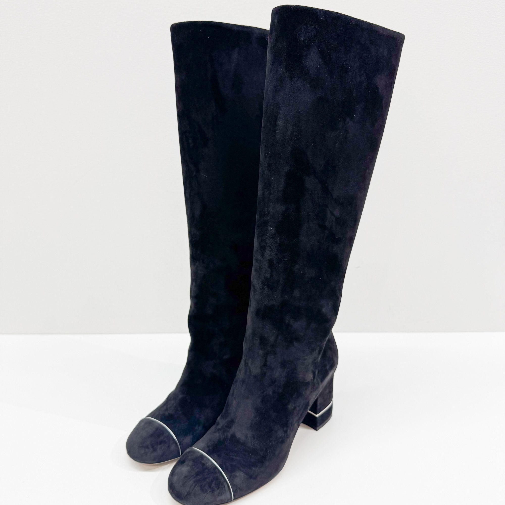 Size 37.5 EU Black Suede Long Boots
