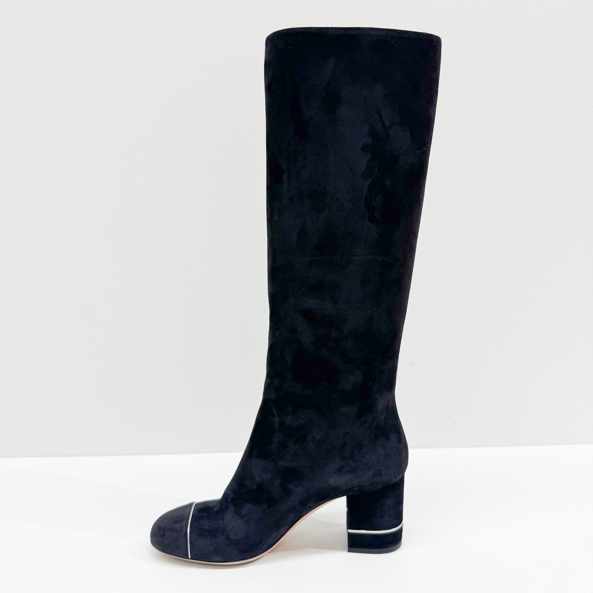 Size 37.5 EU Black Suede Long Boots