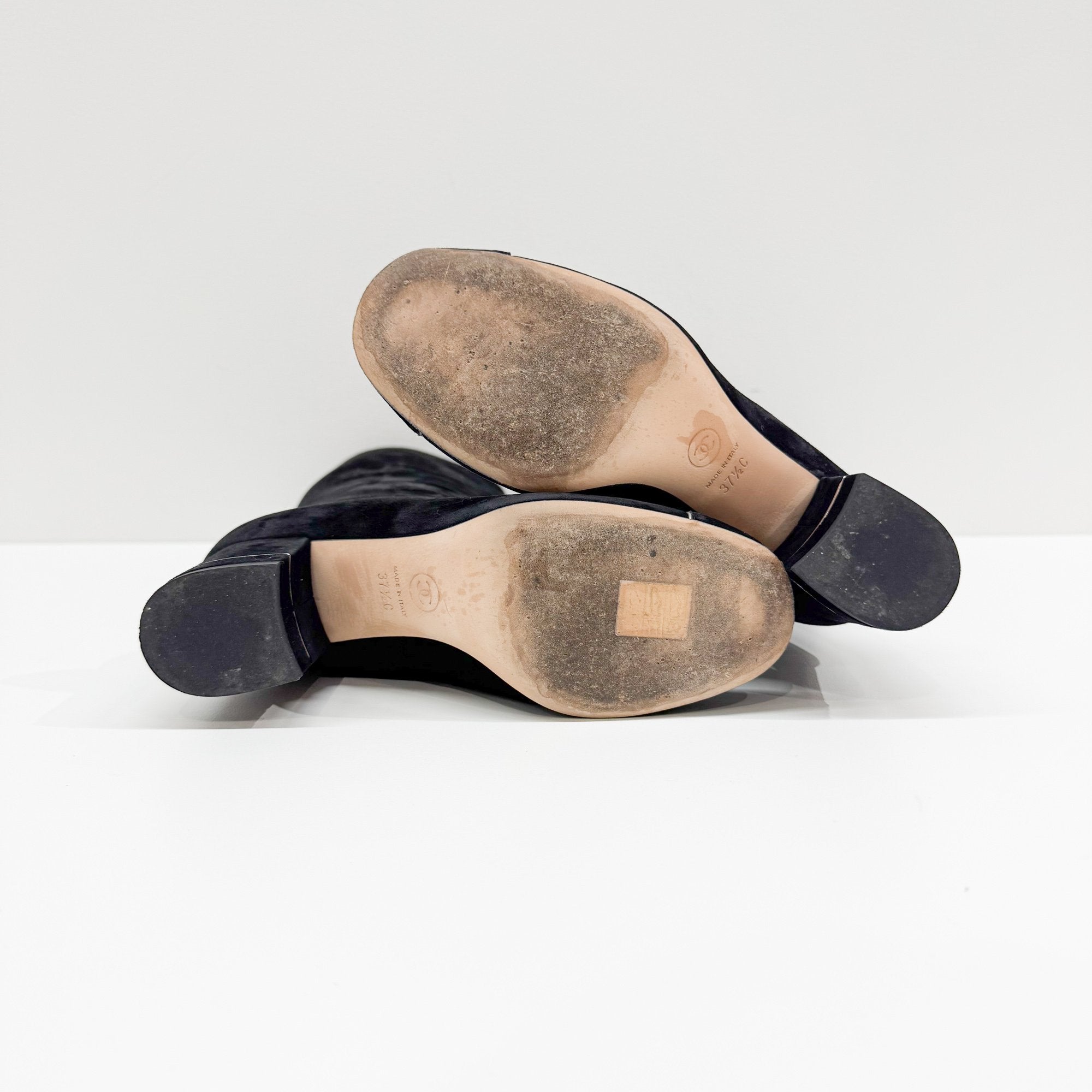 Size 37.5 EU Black Suede Long Boots