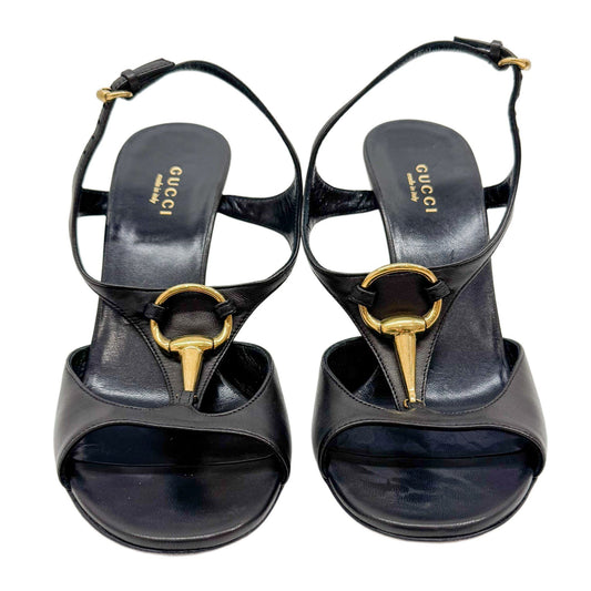 Horsebit Size 37 EU Black Leather Heels