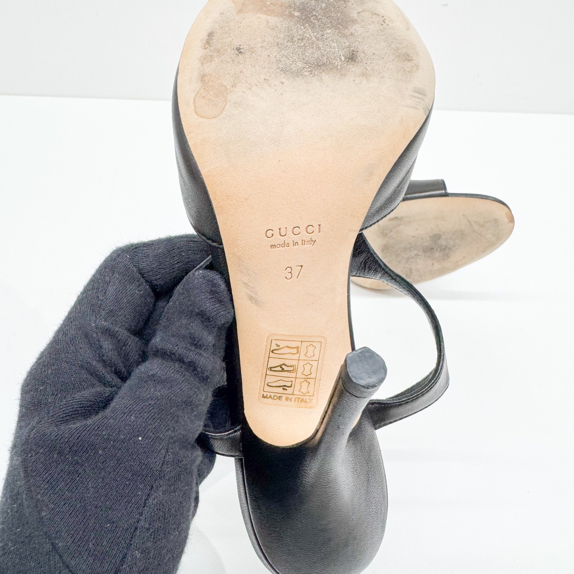 Horsebit Size 37 EU Black Leather Heels