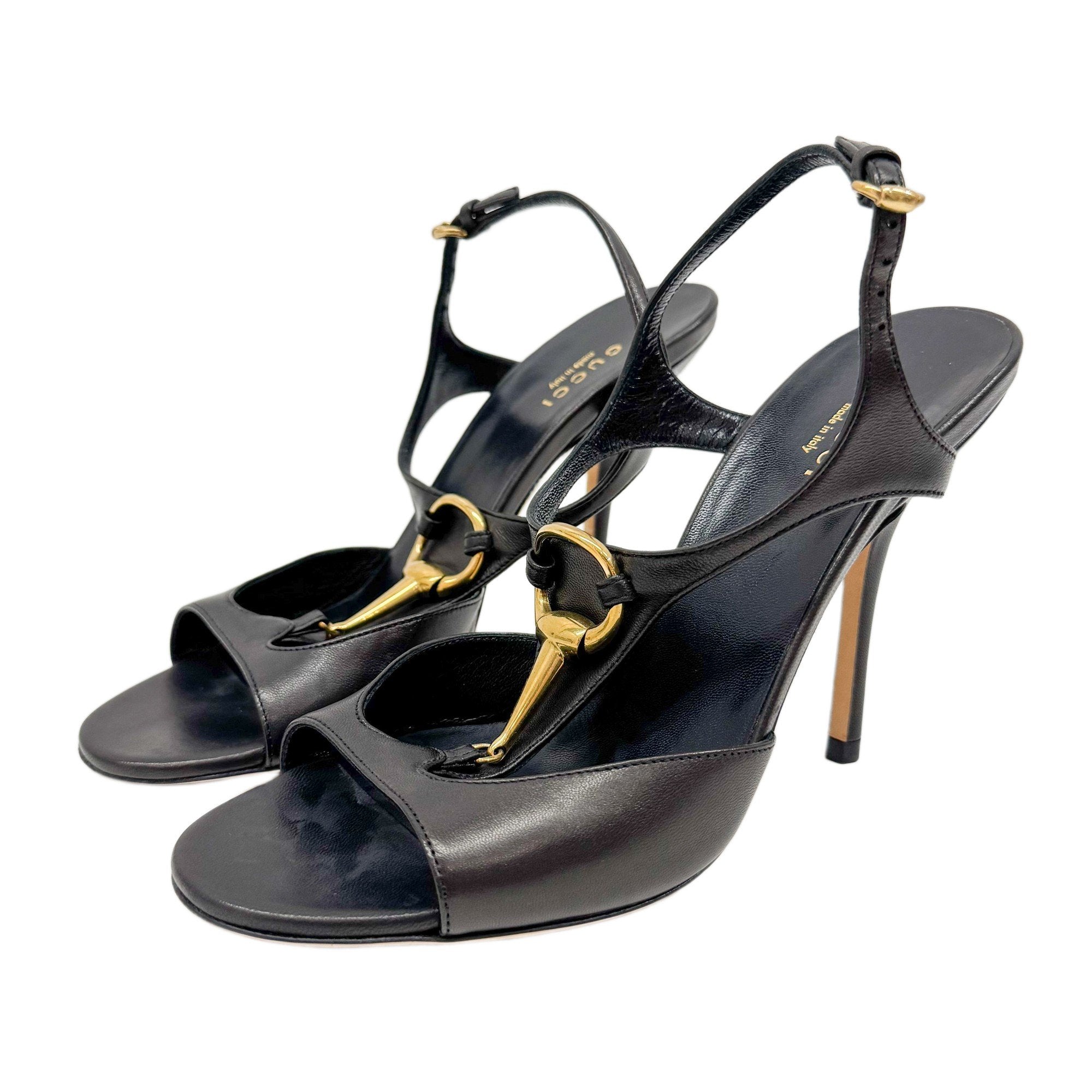 Horsebit Size 37 EU Black Leather Heels