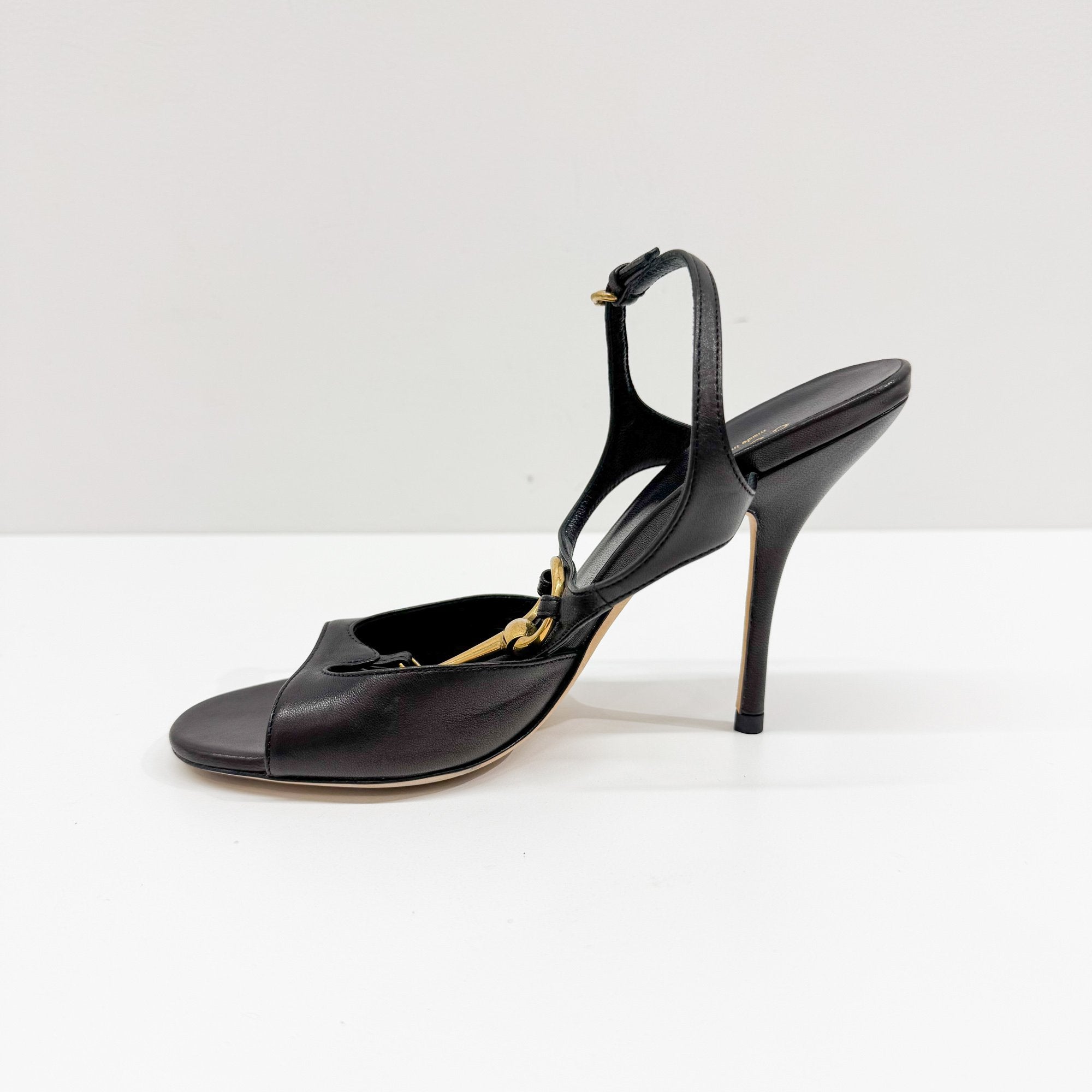 Horsebit Size 37 EU Black Leather Heels