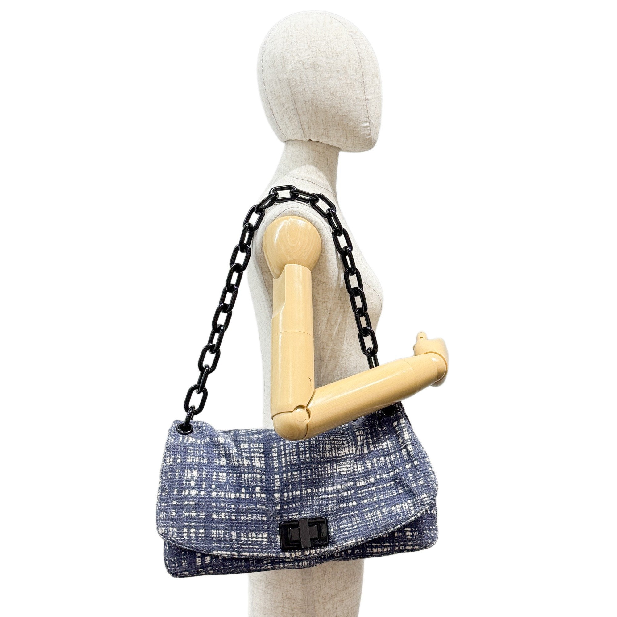Blue Tweed Shoulder Bag