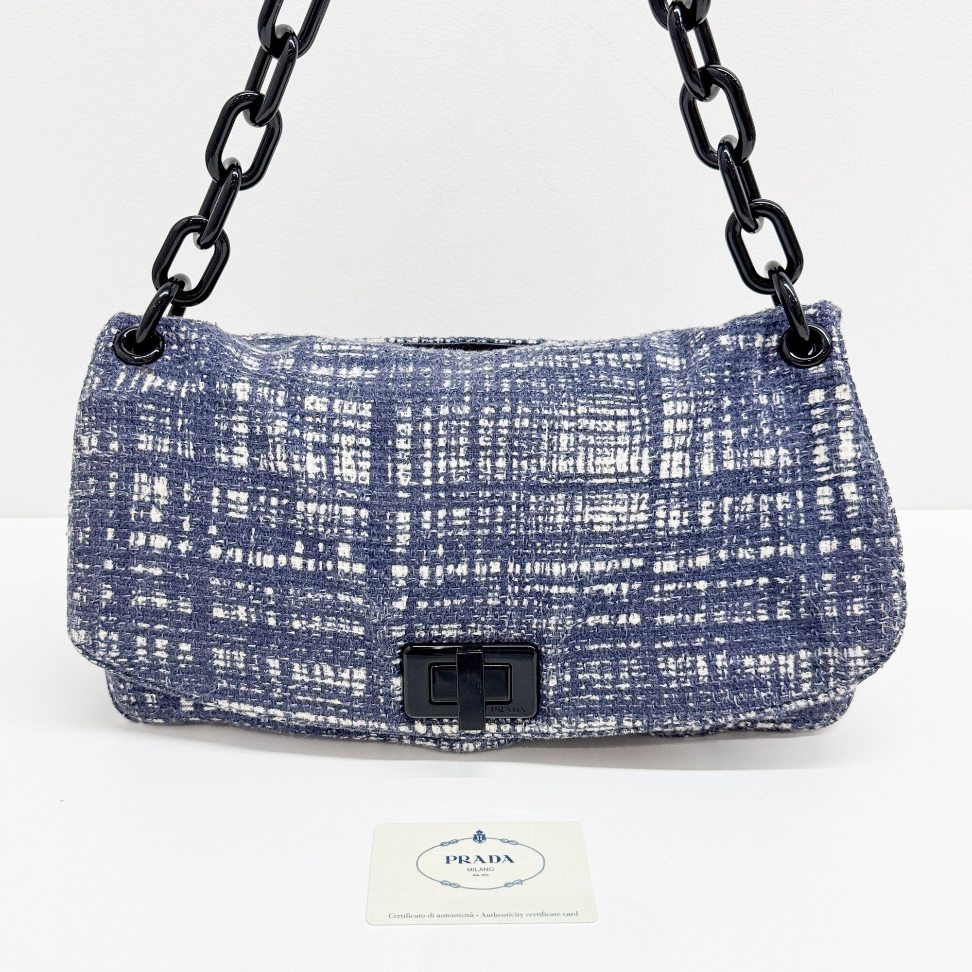 Blue Tweed Shoulder Bag