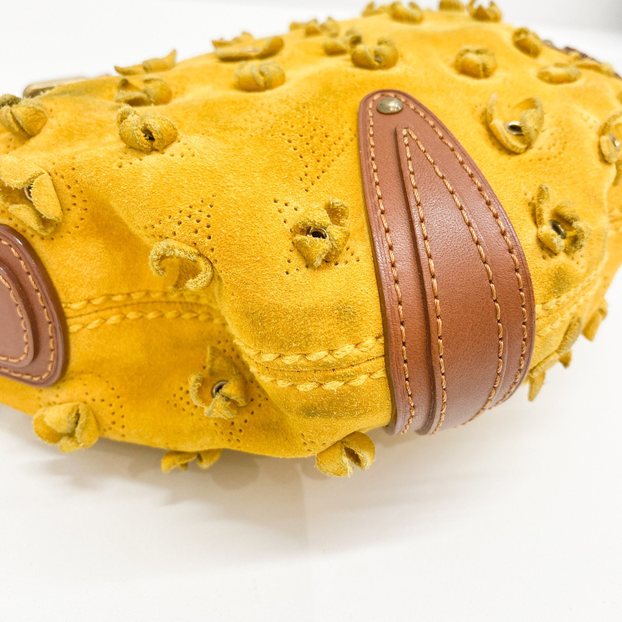 Monogram Yellow Suede Mini Shoulder Bag