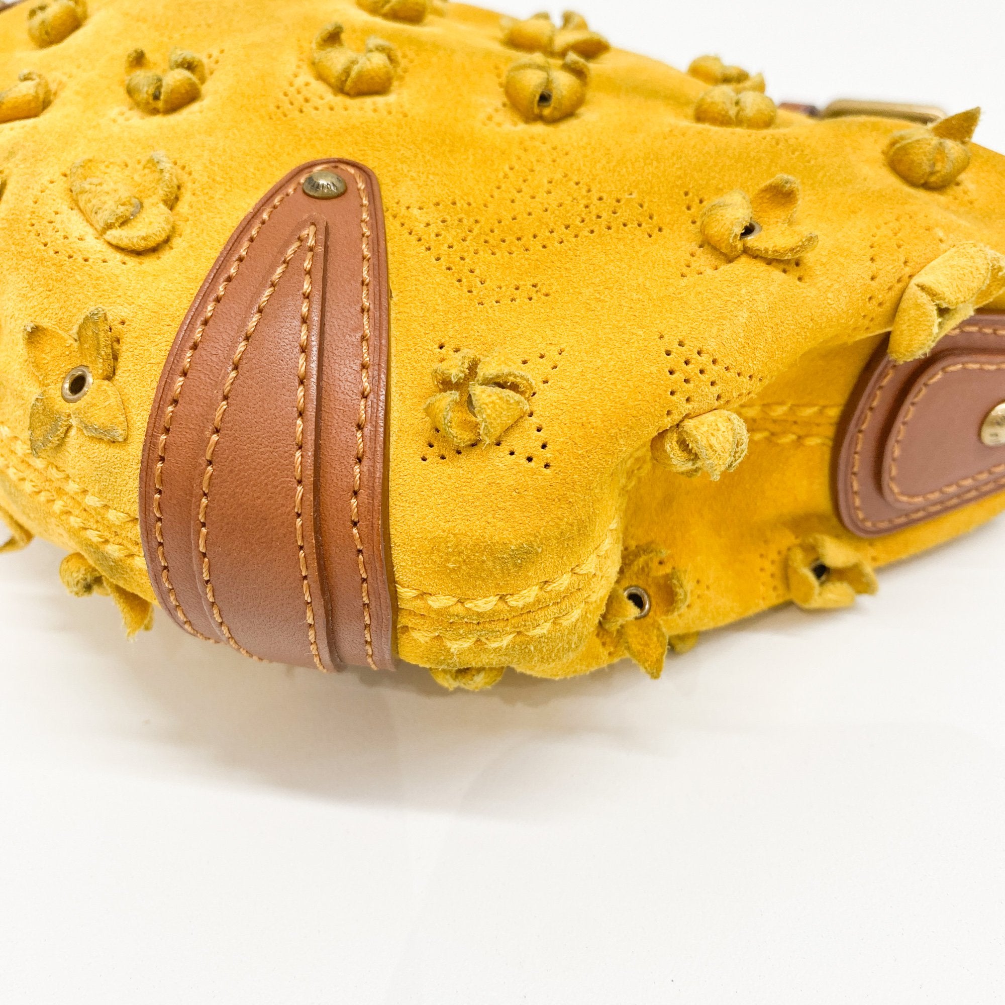 Monogram Yellow Suede Mini Shoulder Bag