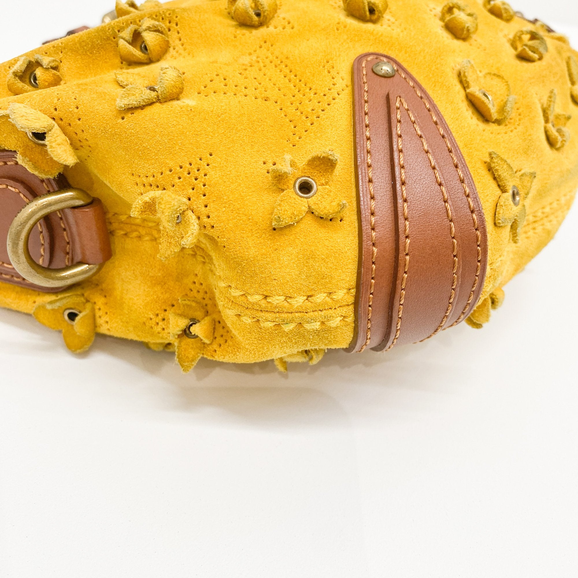 Monogram Yellow Suede Mini Shoulder Bag