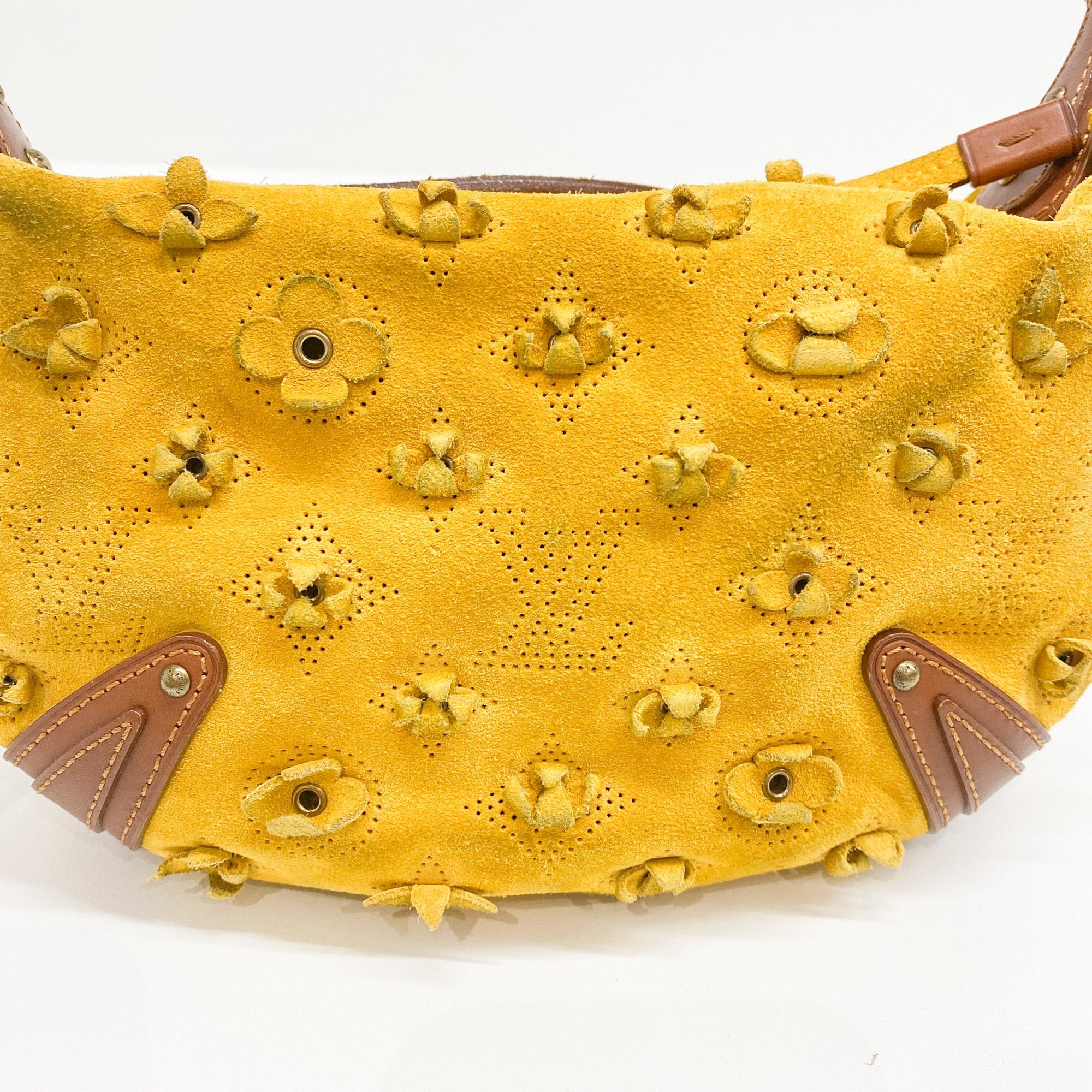 Monogram Yellow Suede Mini Shoulder Bag