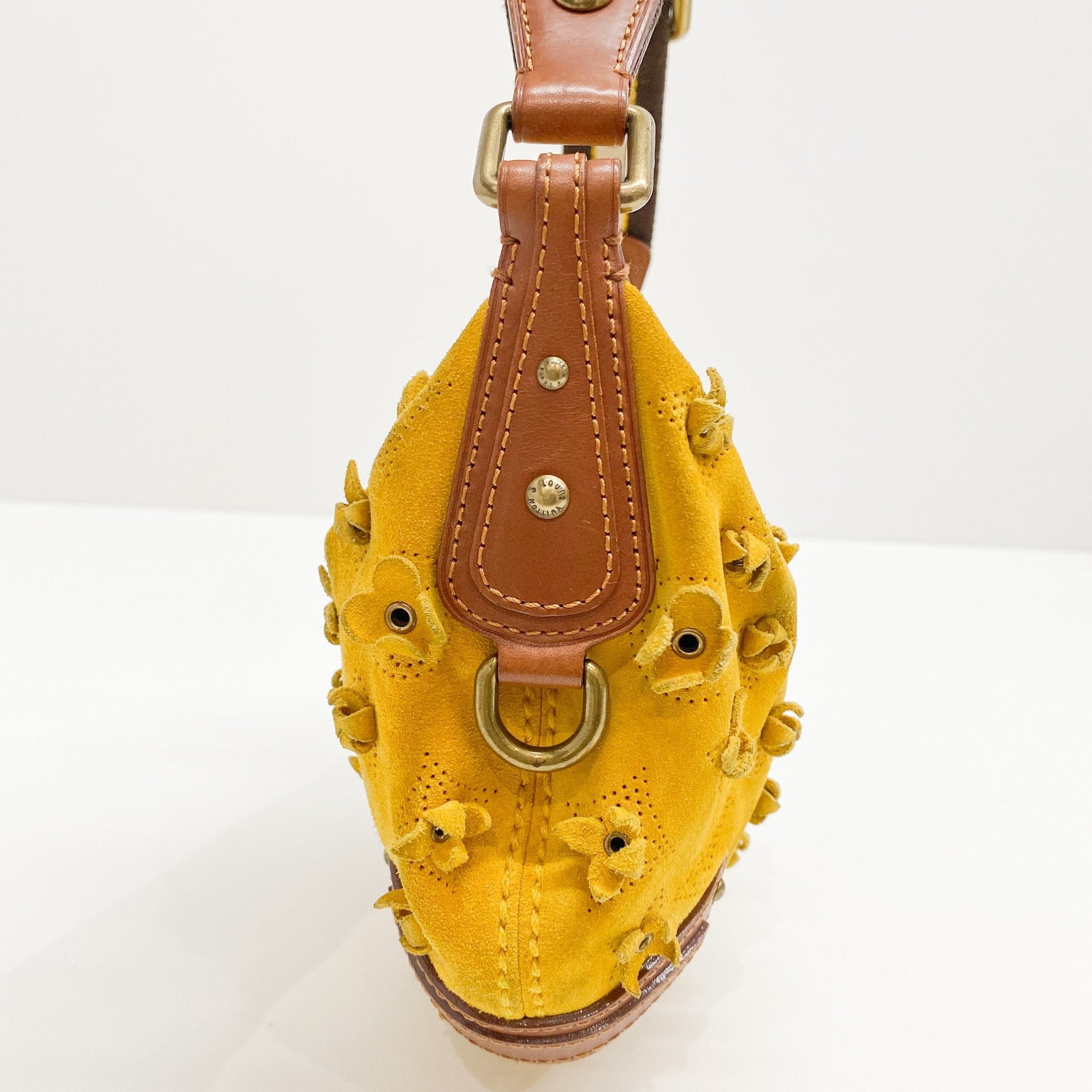 Monogram Yellow Suede Mini Shoulder Bag