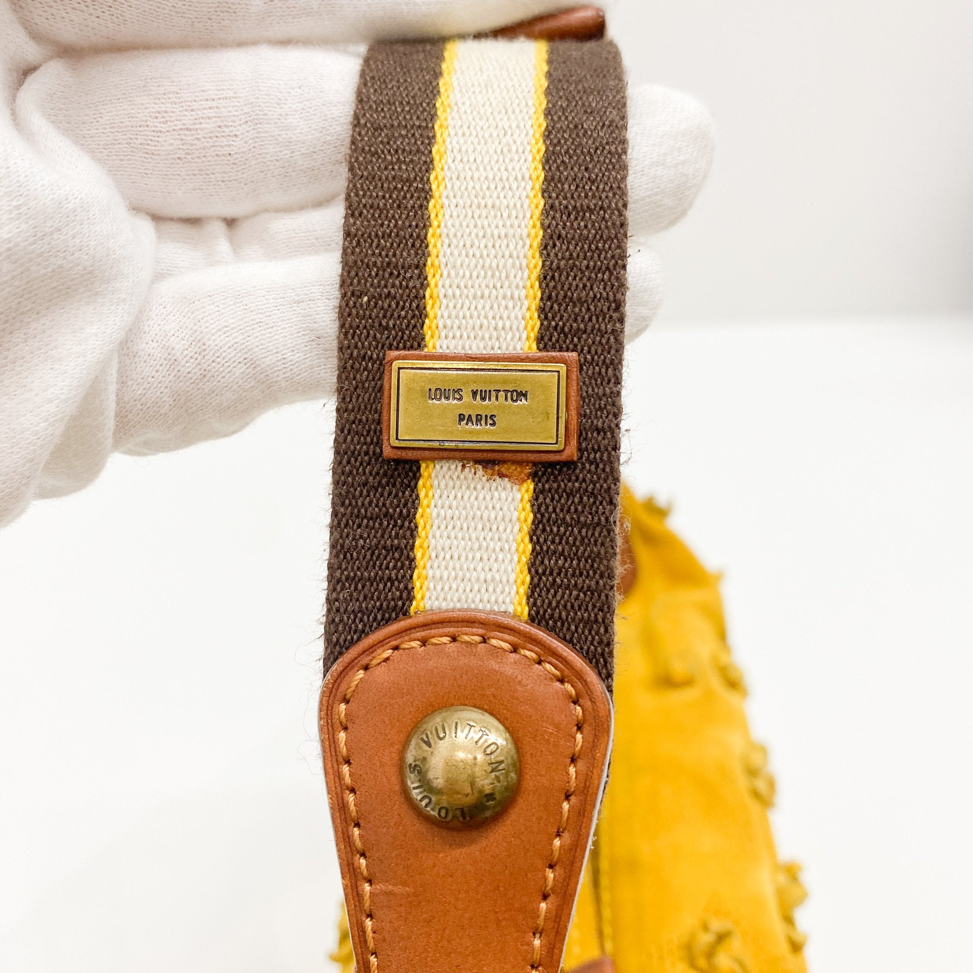 Monogram Yellow Suede Mini Shoulder Bag