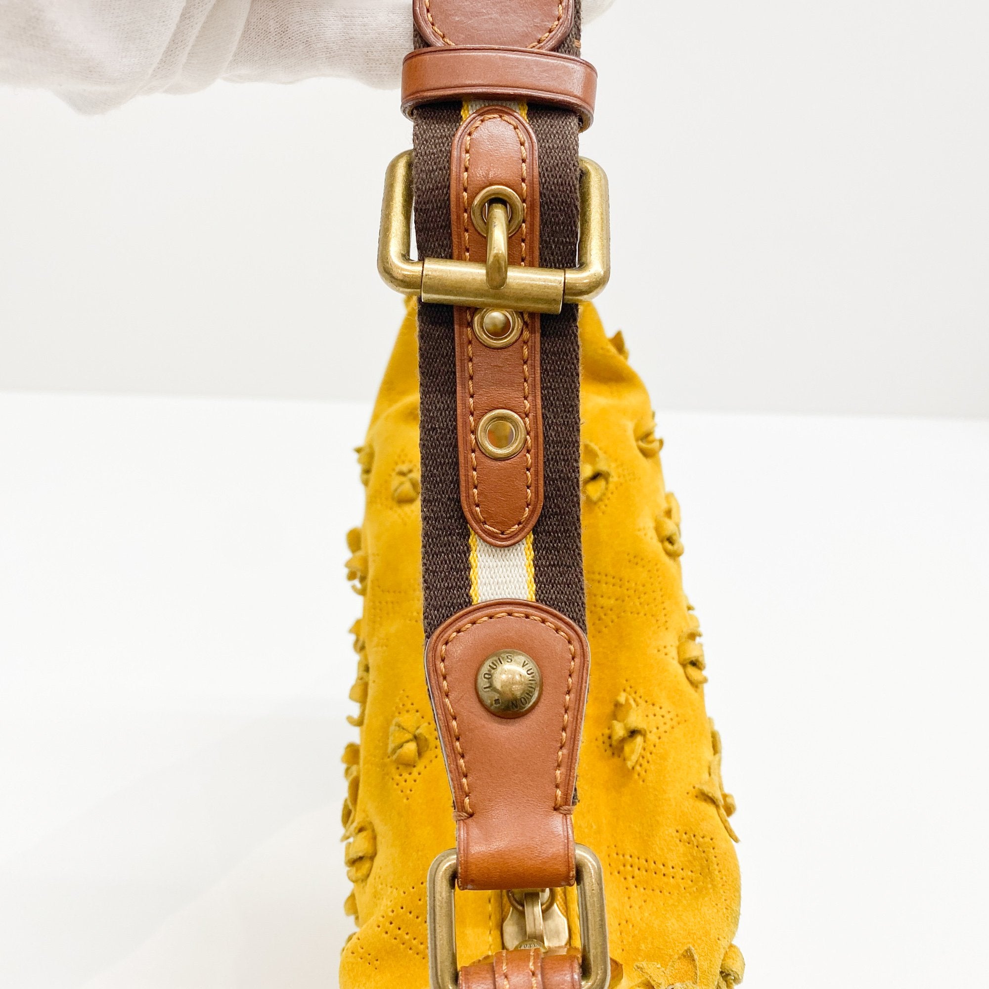 Monogram Yellow Suede Mini Shoulder Bag