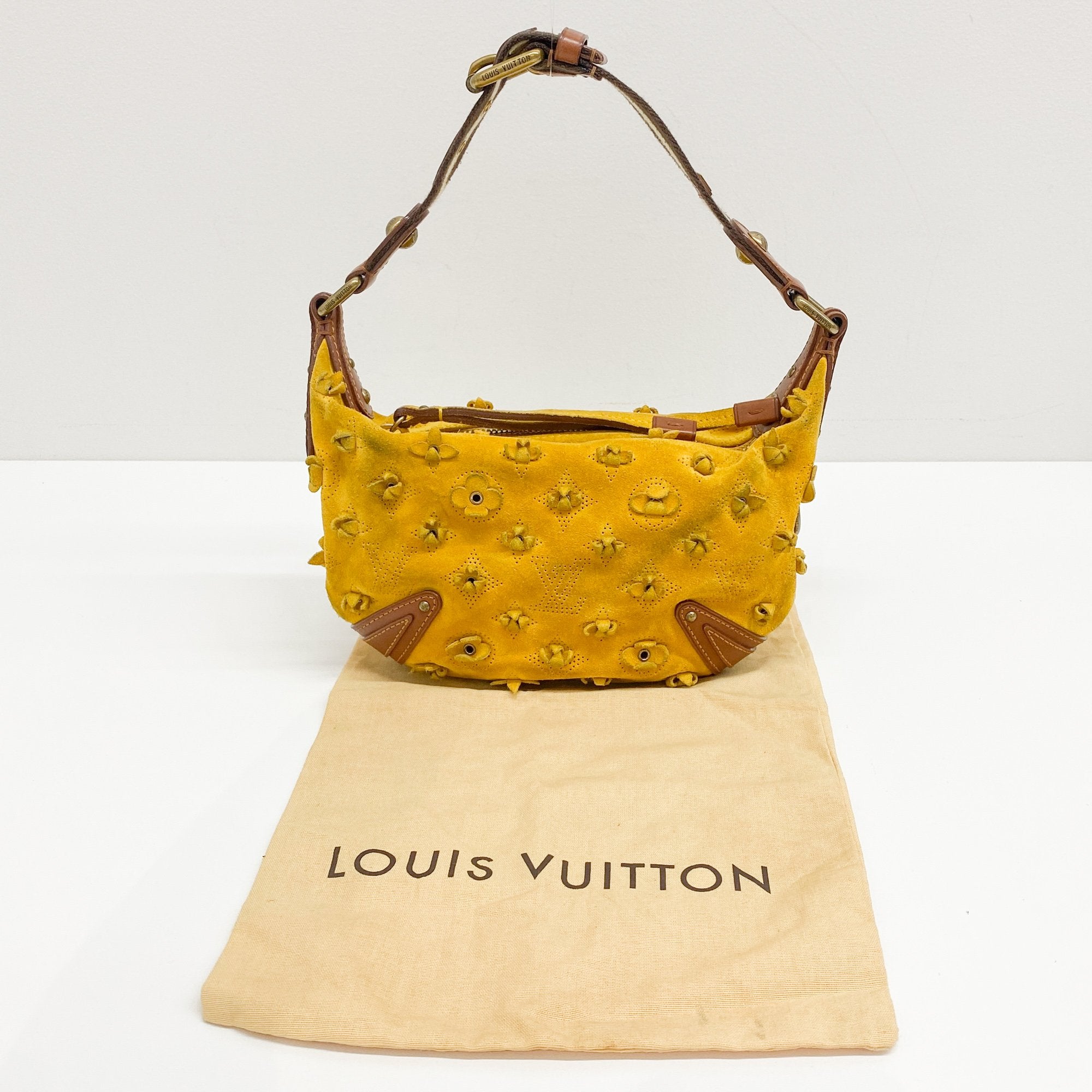 Monogram Yellow Suede Mini Shoulder Bag