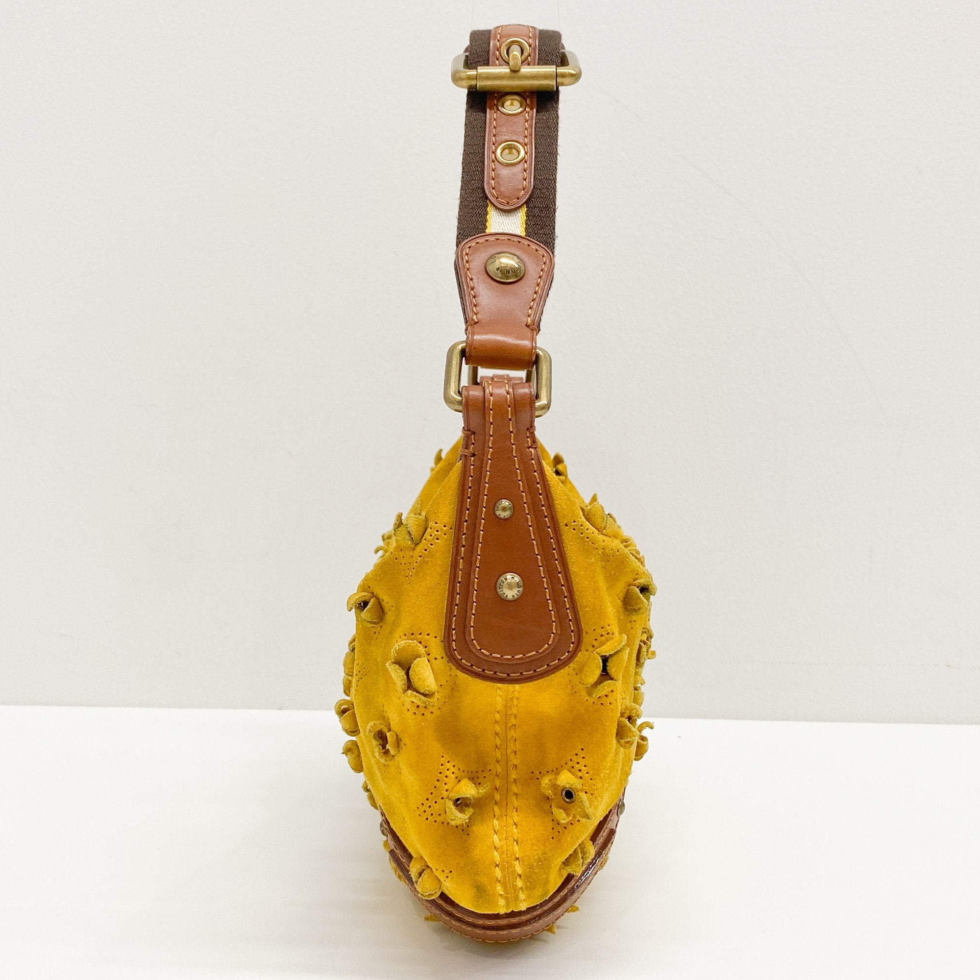 Monogram Yellow Suede Mini Shoulder Bag