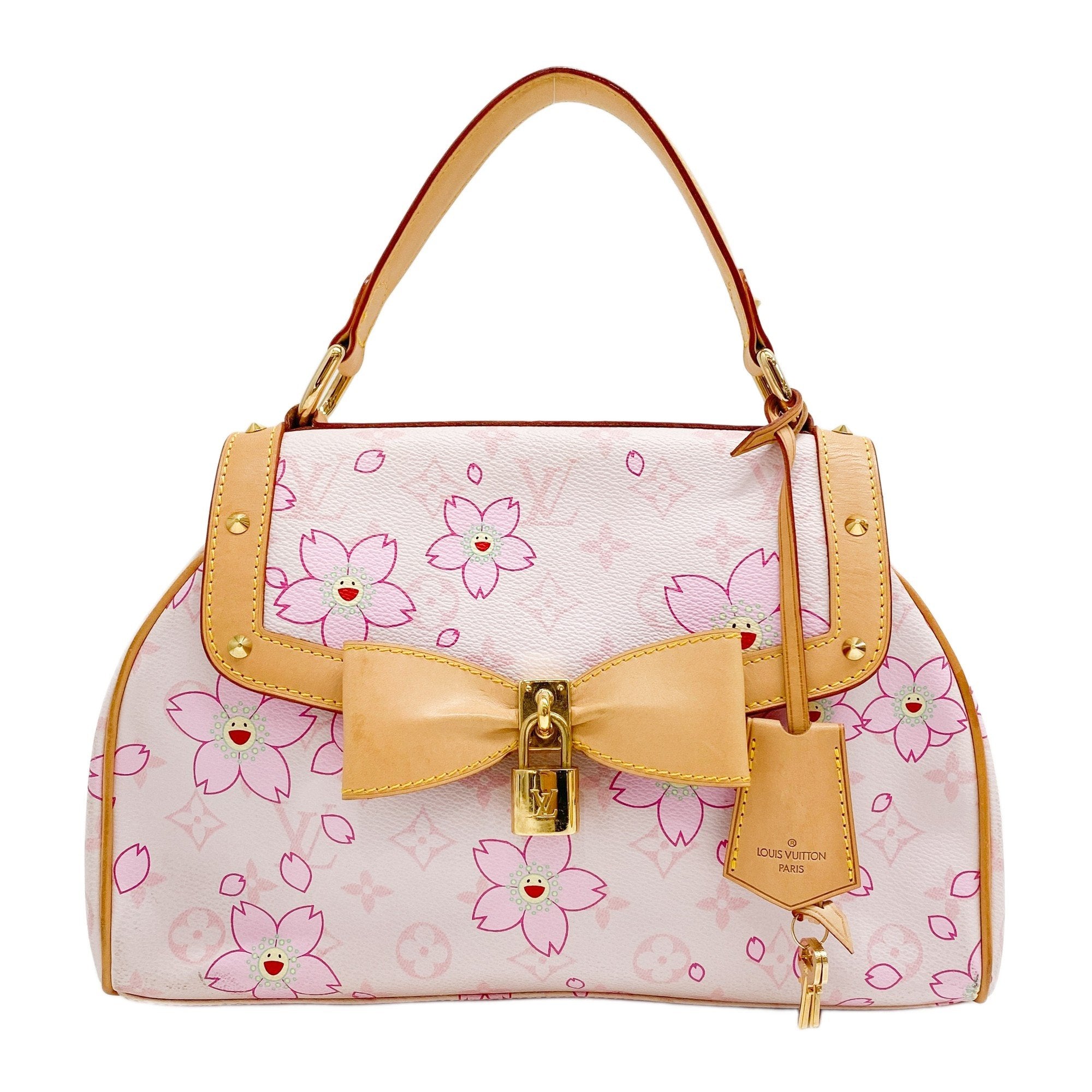 LV x TM  Pink Cherry Blossom Coated Canvas Hand Bag