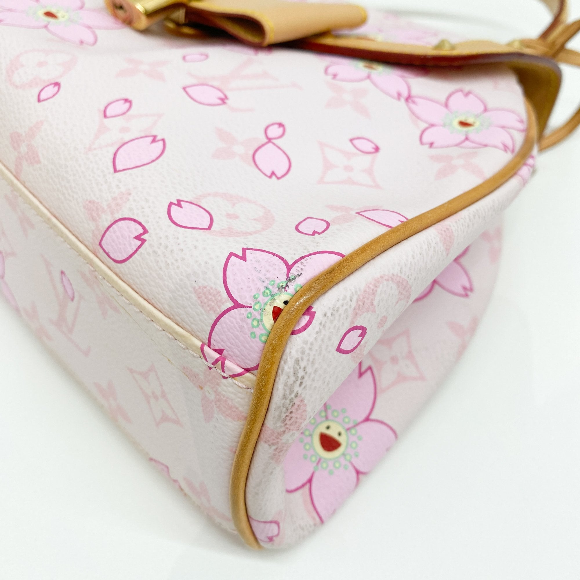 LV x TM  Pink Cherry Blossom Coated Canvas Hand Bag