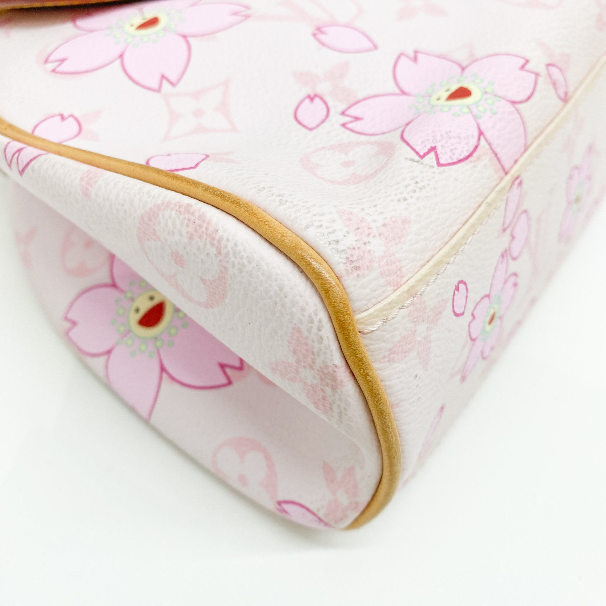 LV x TM  Pink Cherry Blossom Coated Canvas Hand Bag