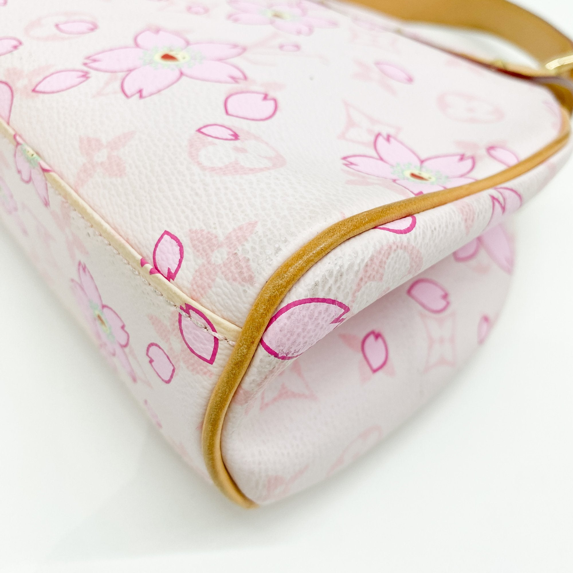 LV x TM  Pink Cherry Blossom Coated Canvas Hand Bag