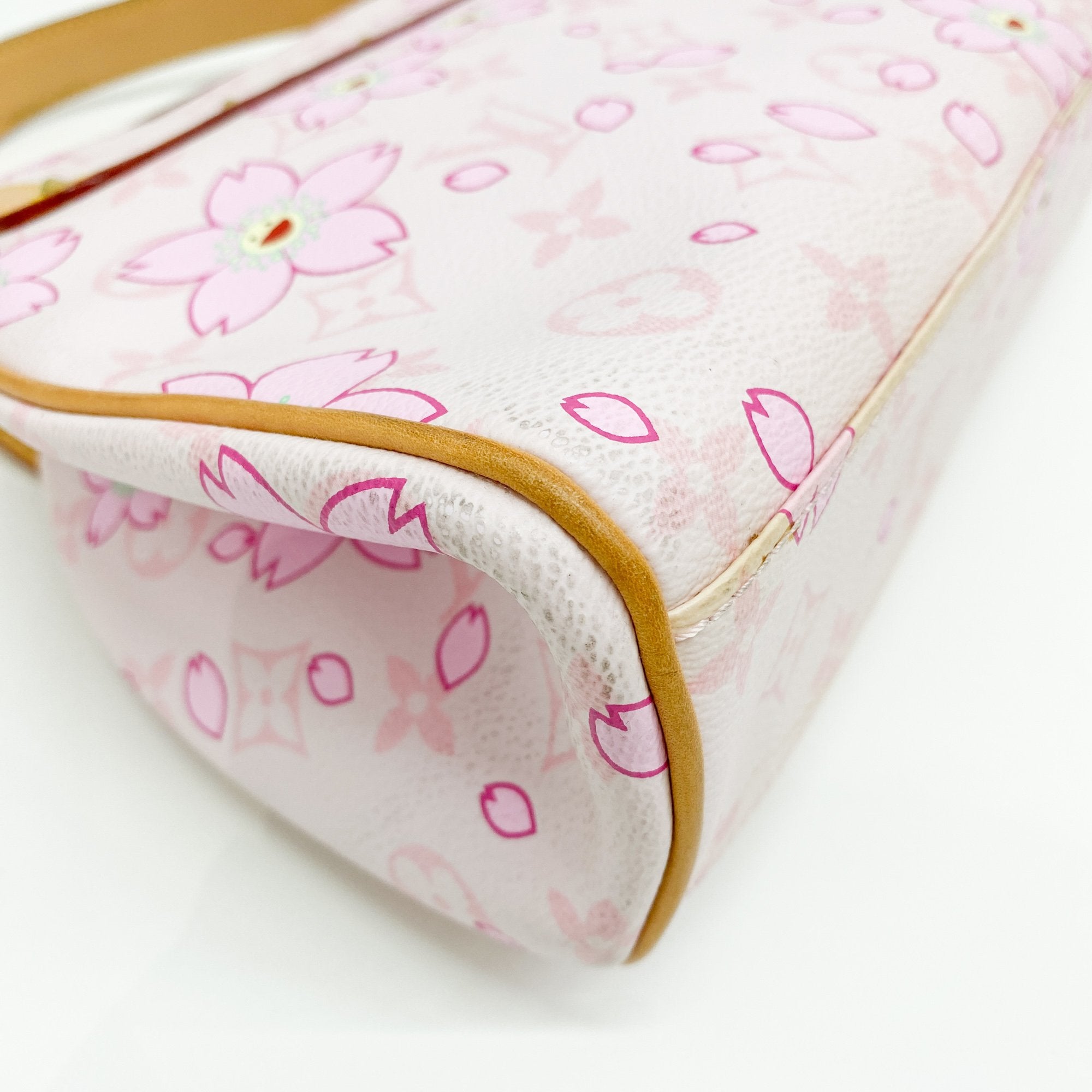 LV x TM  Pink Cherry Blossom Coated Canvas Hand Bag