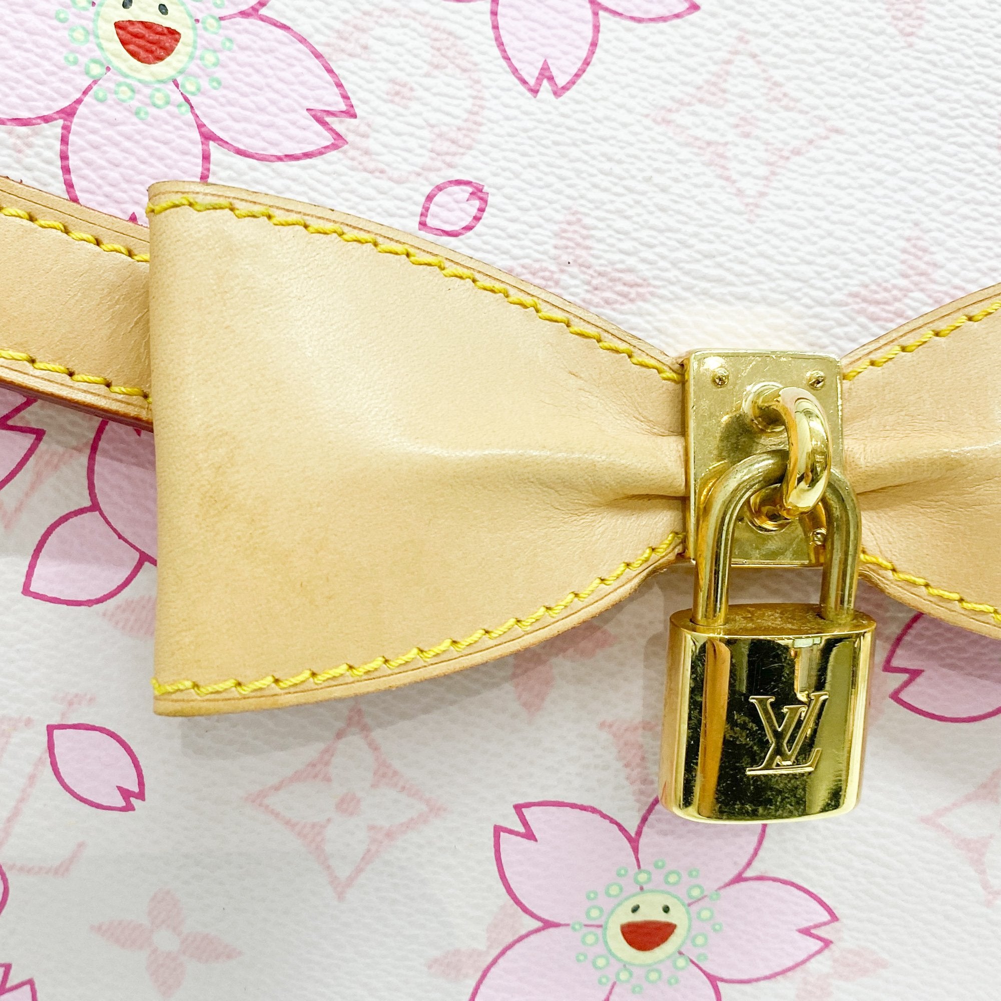 LV x TM  Pink Cherry Blossom Coated Canvas Hand Bag