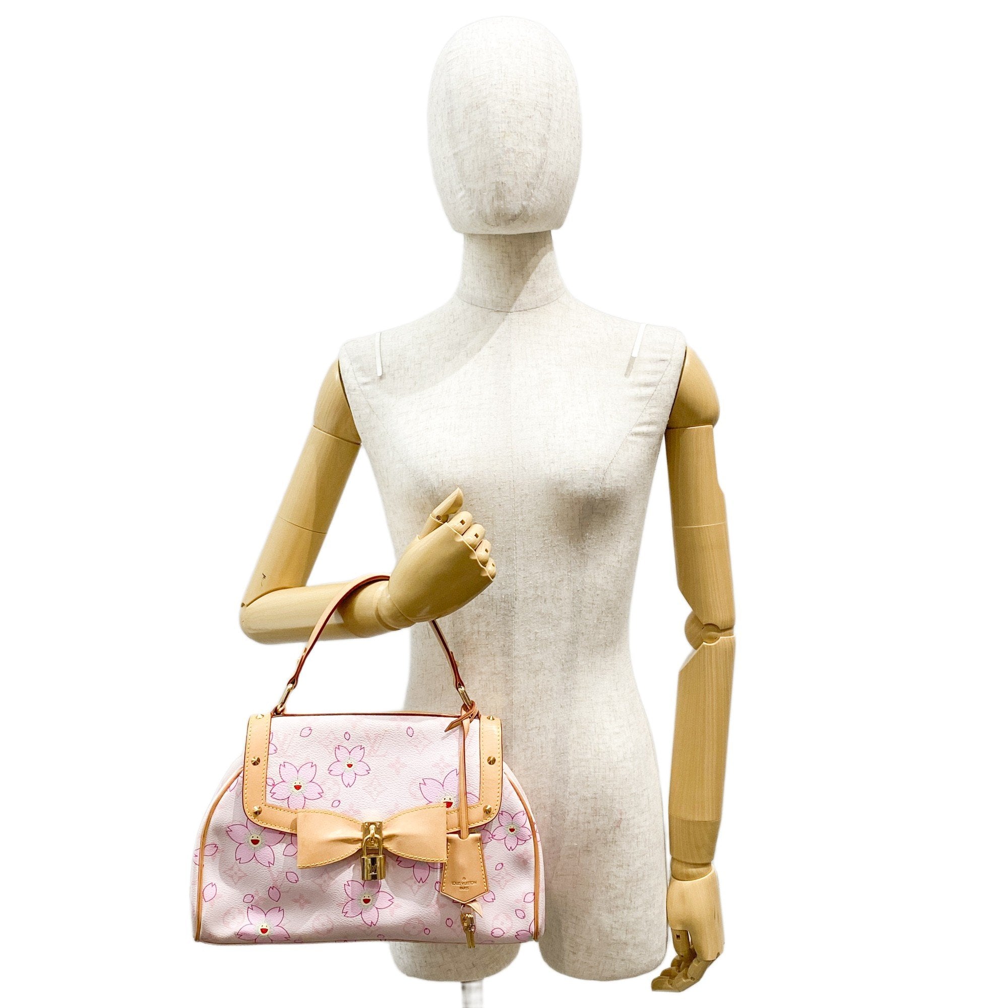 LV x TM  Pink Cherry Blossom Coated Canvas Hand Bag