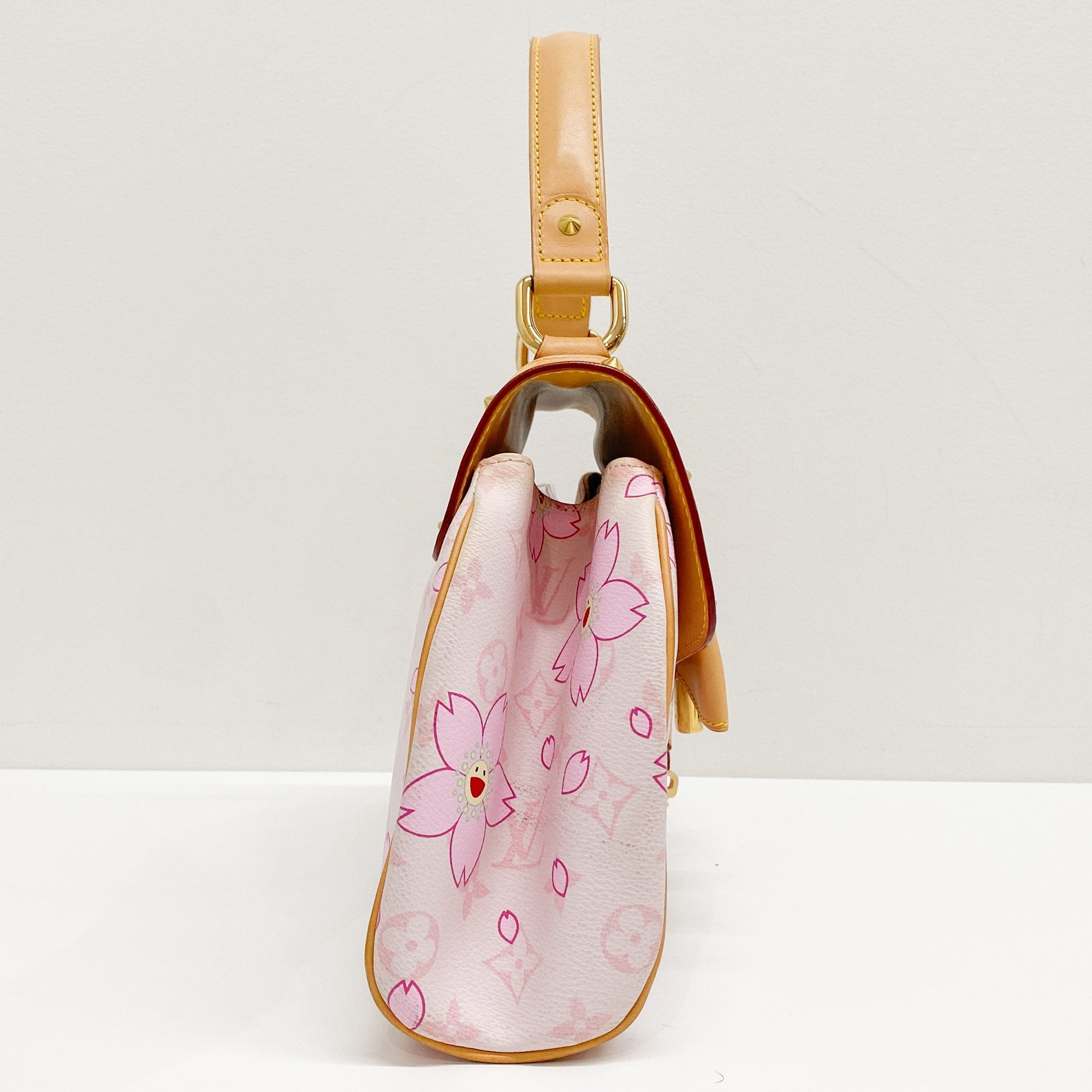 LV x TM  Pink Cherry Blossom Coated Canvas Hand Bag