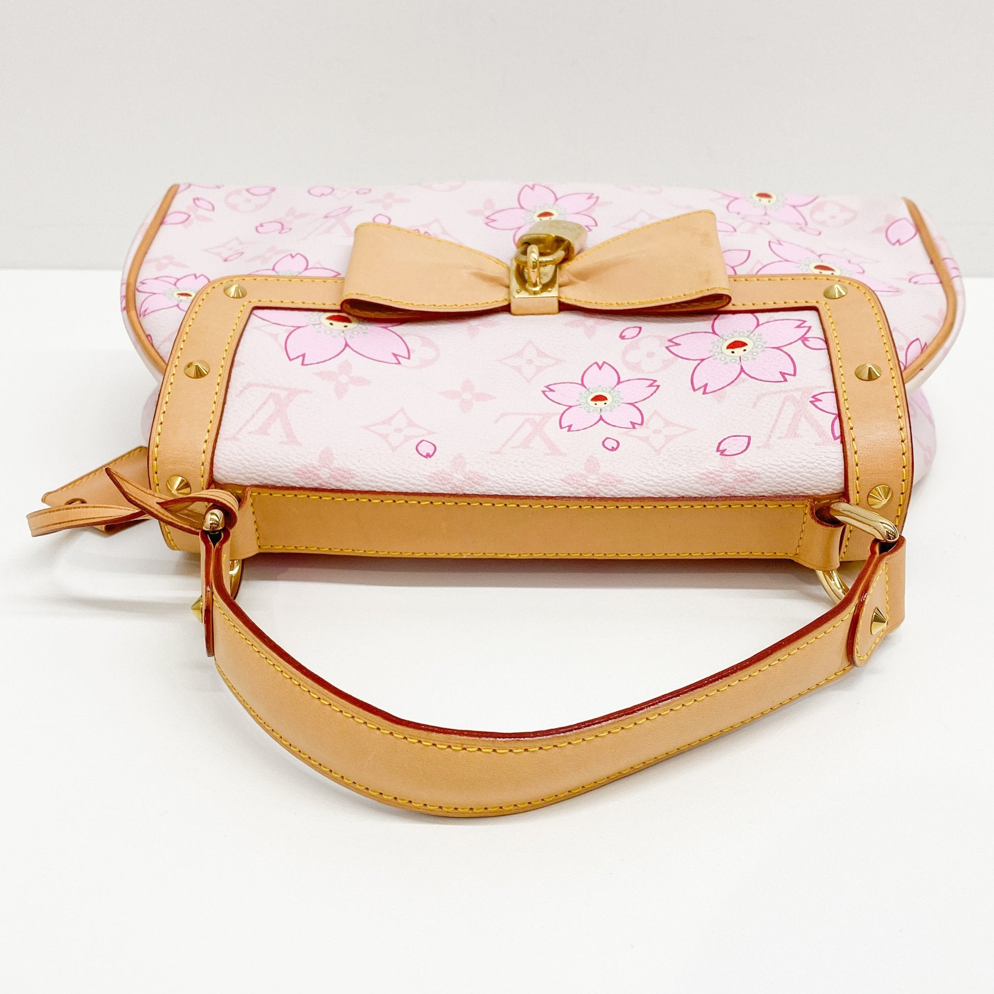 LV x TM  Pink Cherry Blossom Coated Canvas Hand Bag