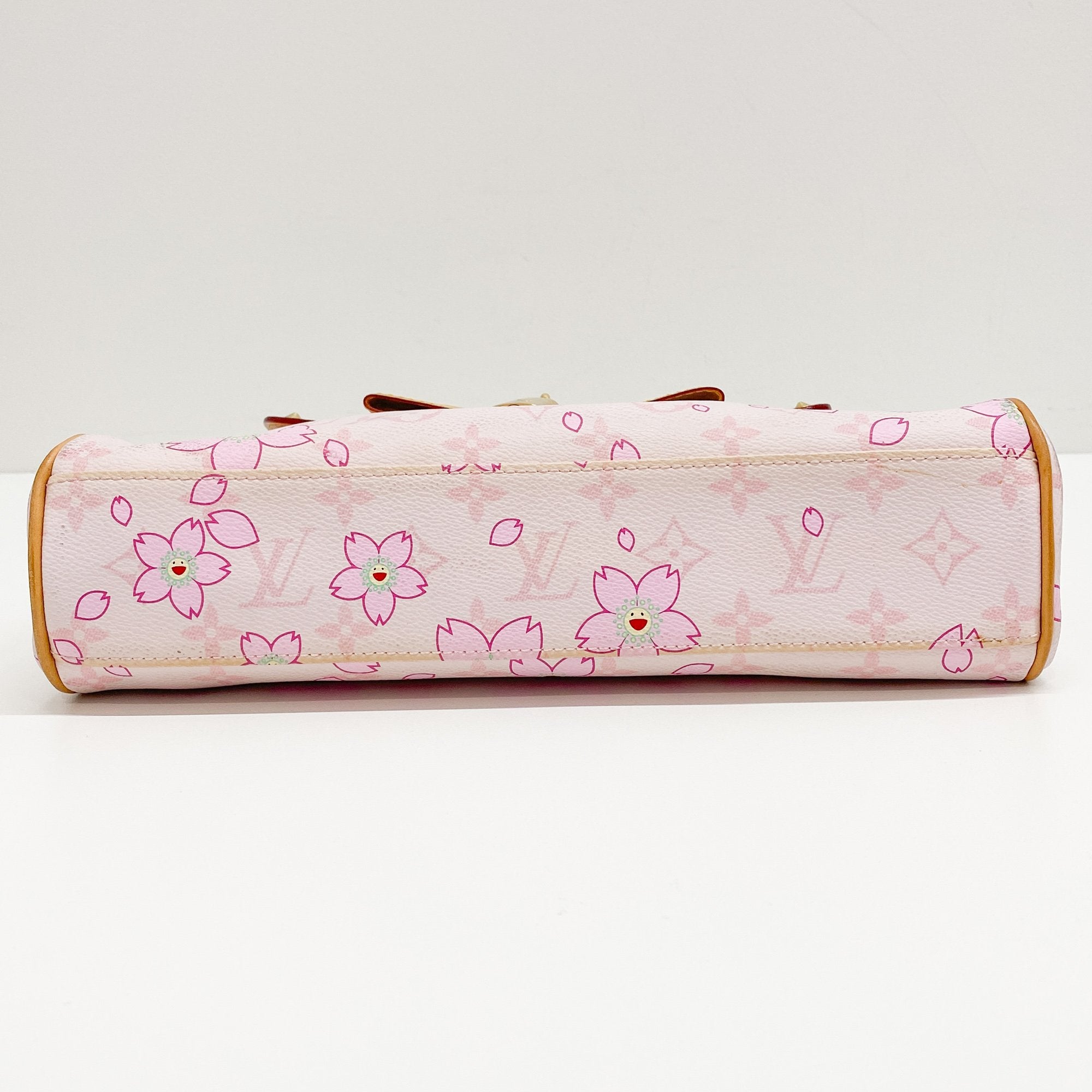 LV x TM  Pink Cherry Blossom Coated Canvas Hand Bag