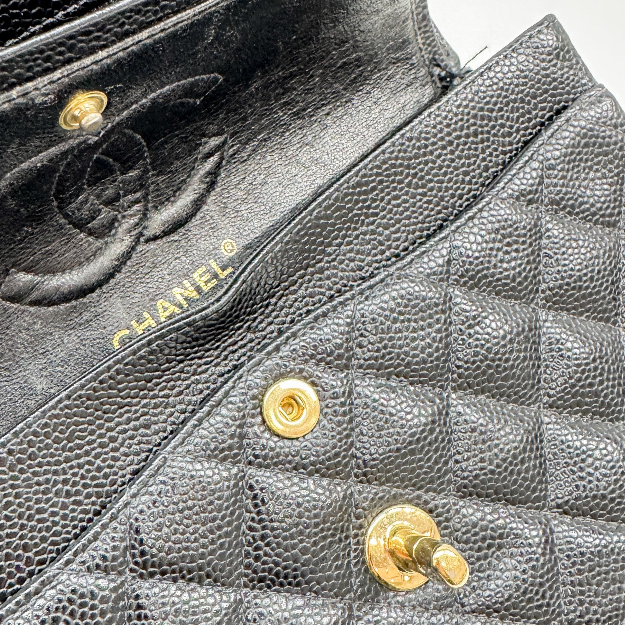 Matelassﾃｩ 23 Double Flap Chain Black Grain Calf Skin Leather Shoulder Bag