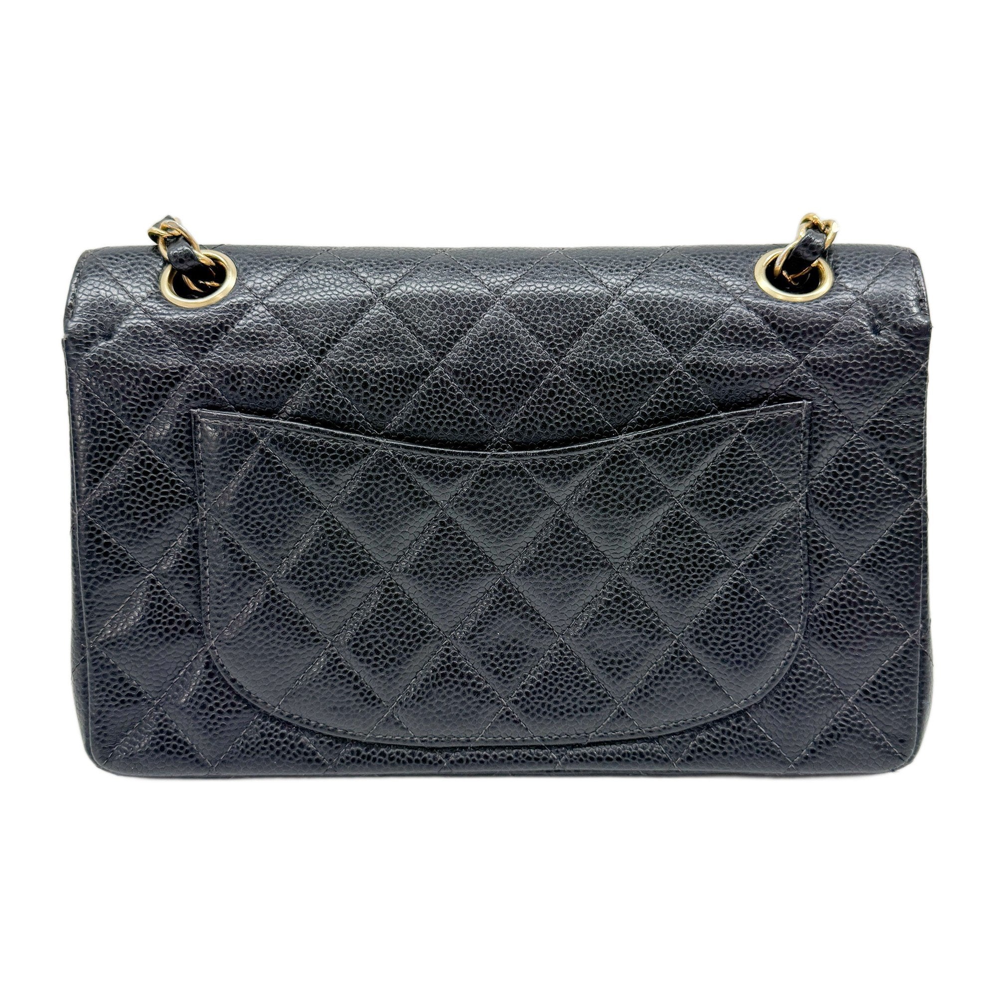 Matelassﾃｩ 23 Double Flap Chain Black Grain Calf Skin Leather Shoulder Bag