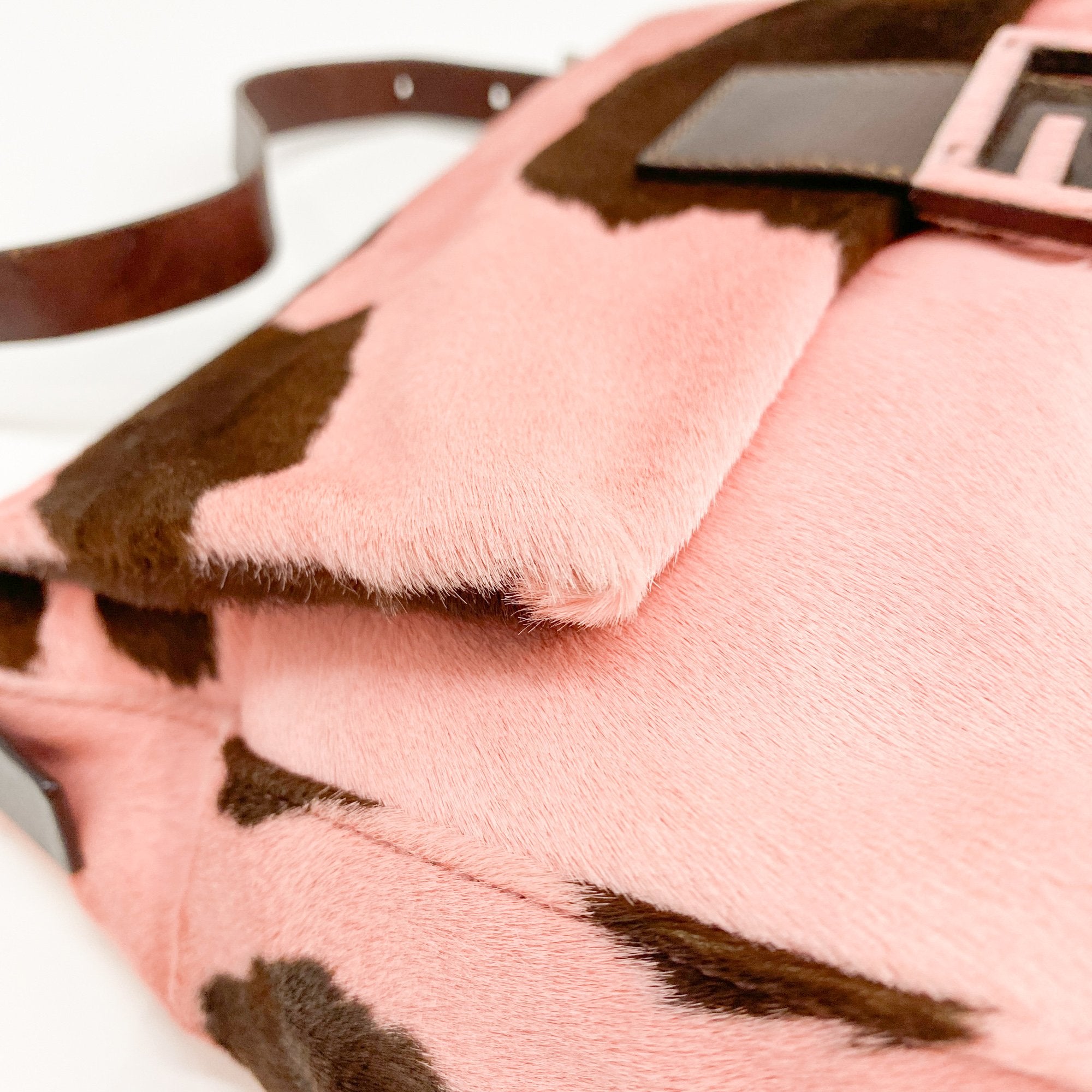 Mamma Baguette Pink Pony Hair Shouler Bag