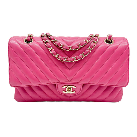 Chevron Pink Leather Shoulder Bag