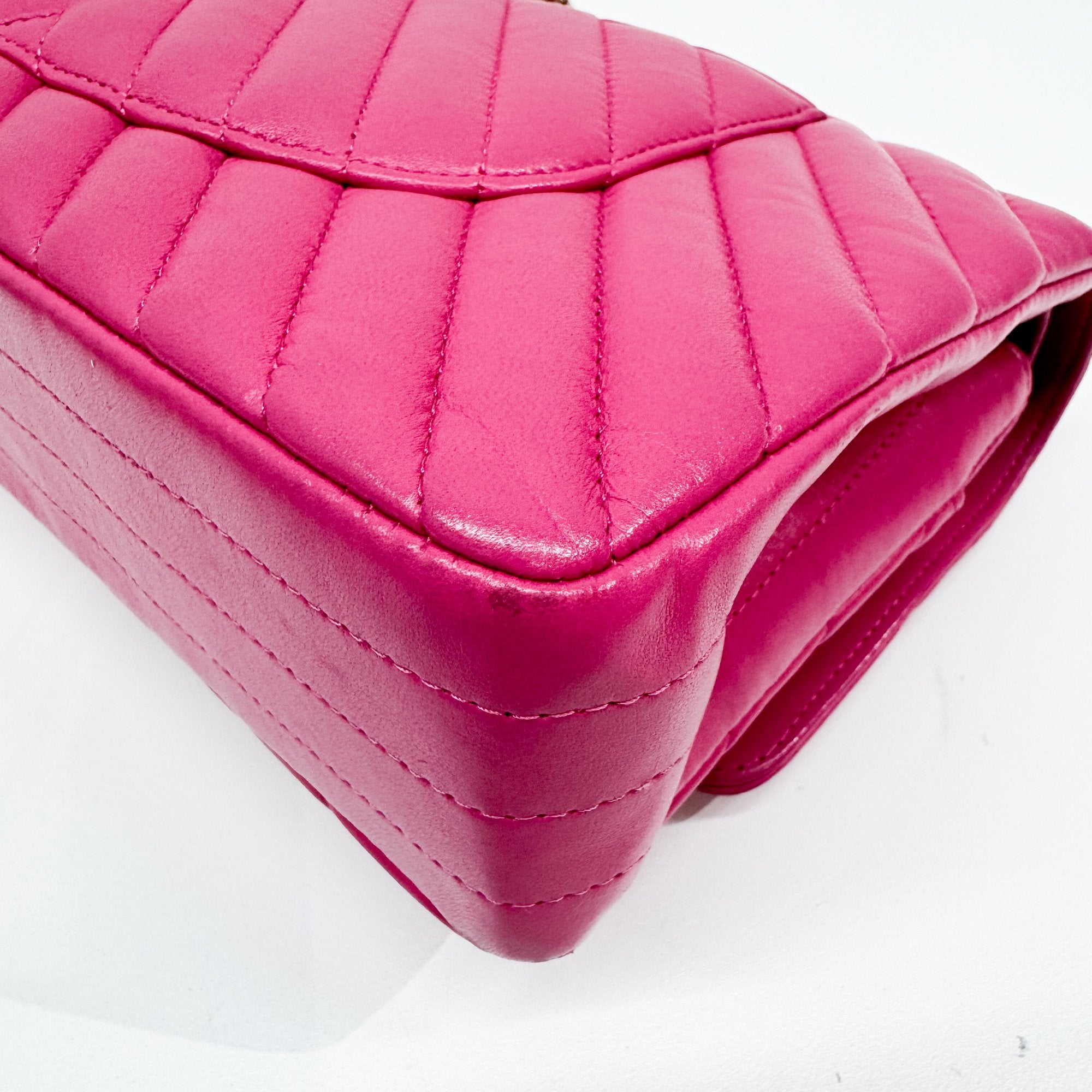 Chevron Pink Leather Shoulder Bag