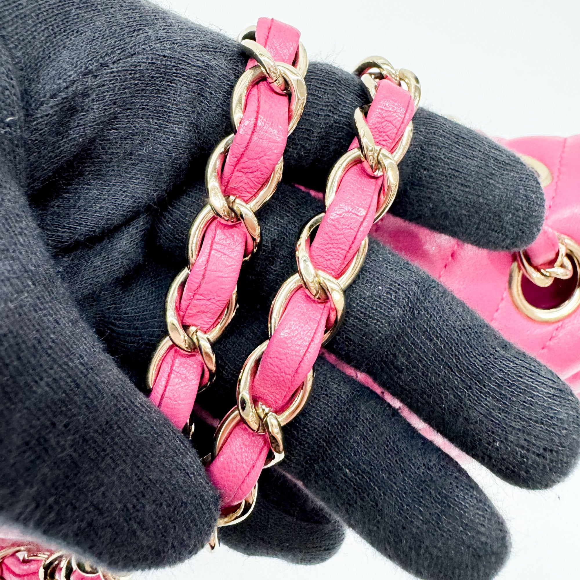 Chevron Pink Leather Shoulder Bag