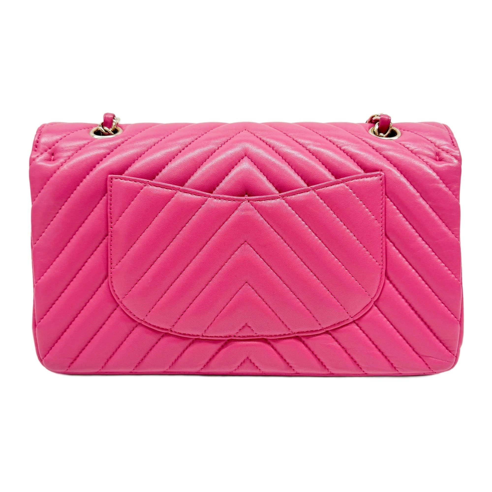 Chevron Pink Leather Shoulder Bag