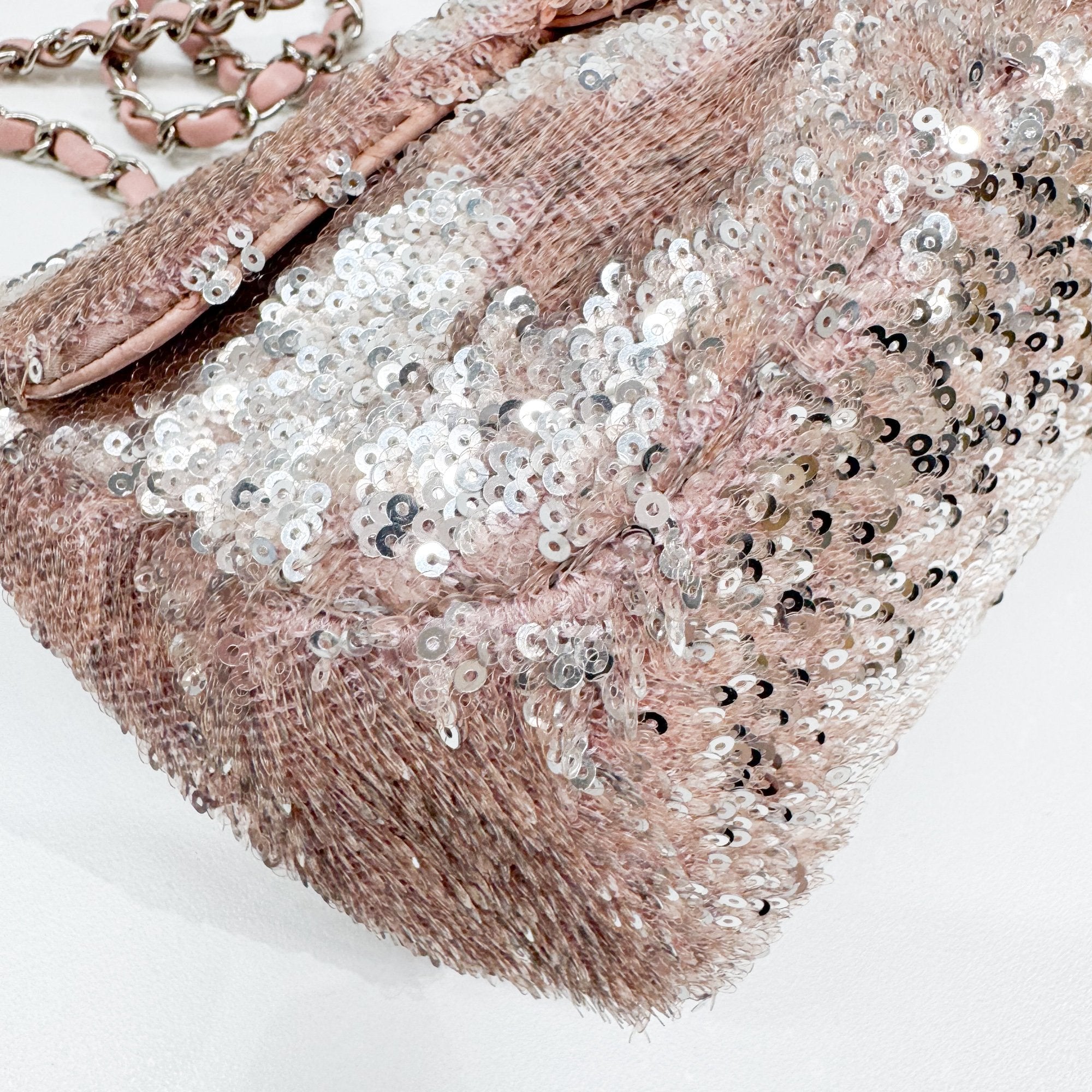 Double Flap Pink Sequin Shoulder Bag
