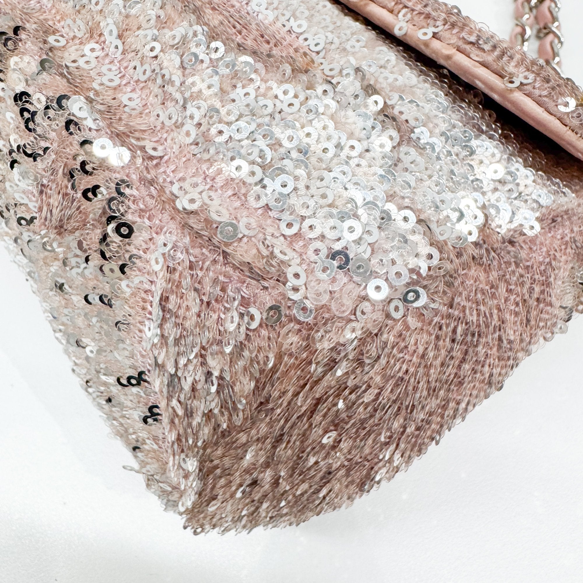Double Flap Pink Sequin Shoulder Bag