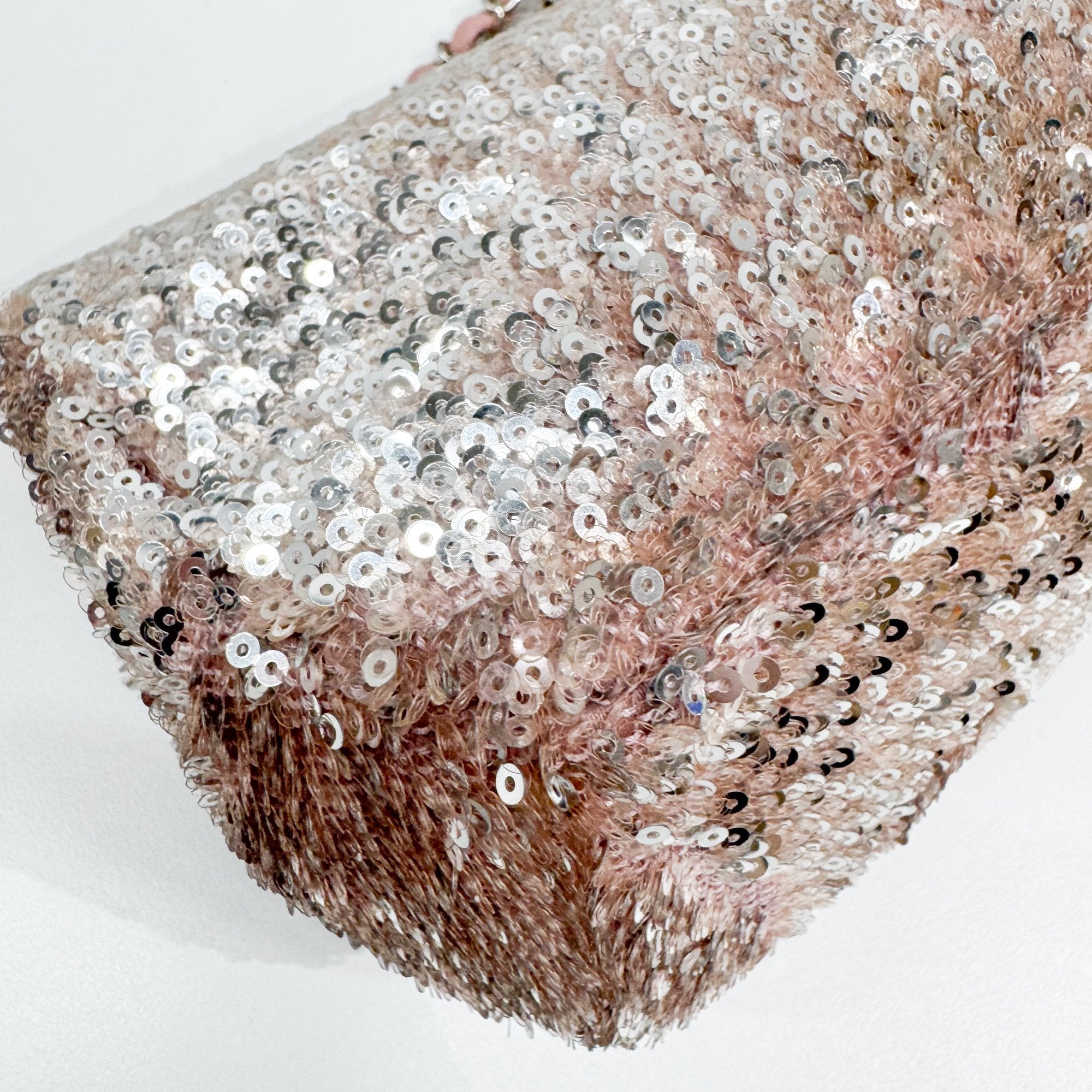 Double Flap Pink Sequin Shoulder Bag