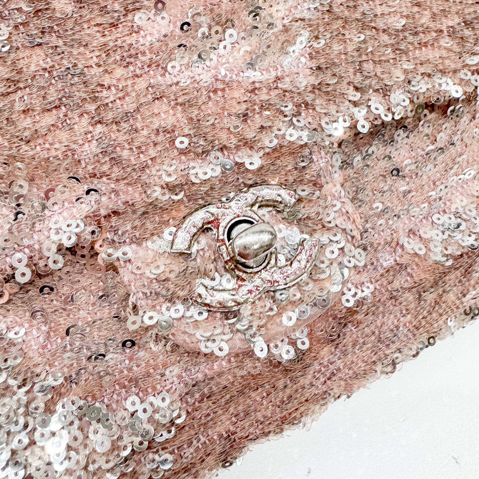 Double Flap Pink Sequin Shoulder Bag